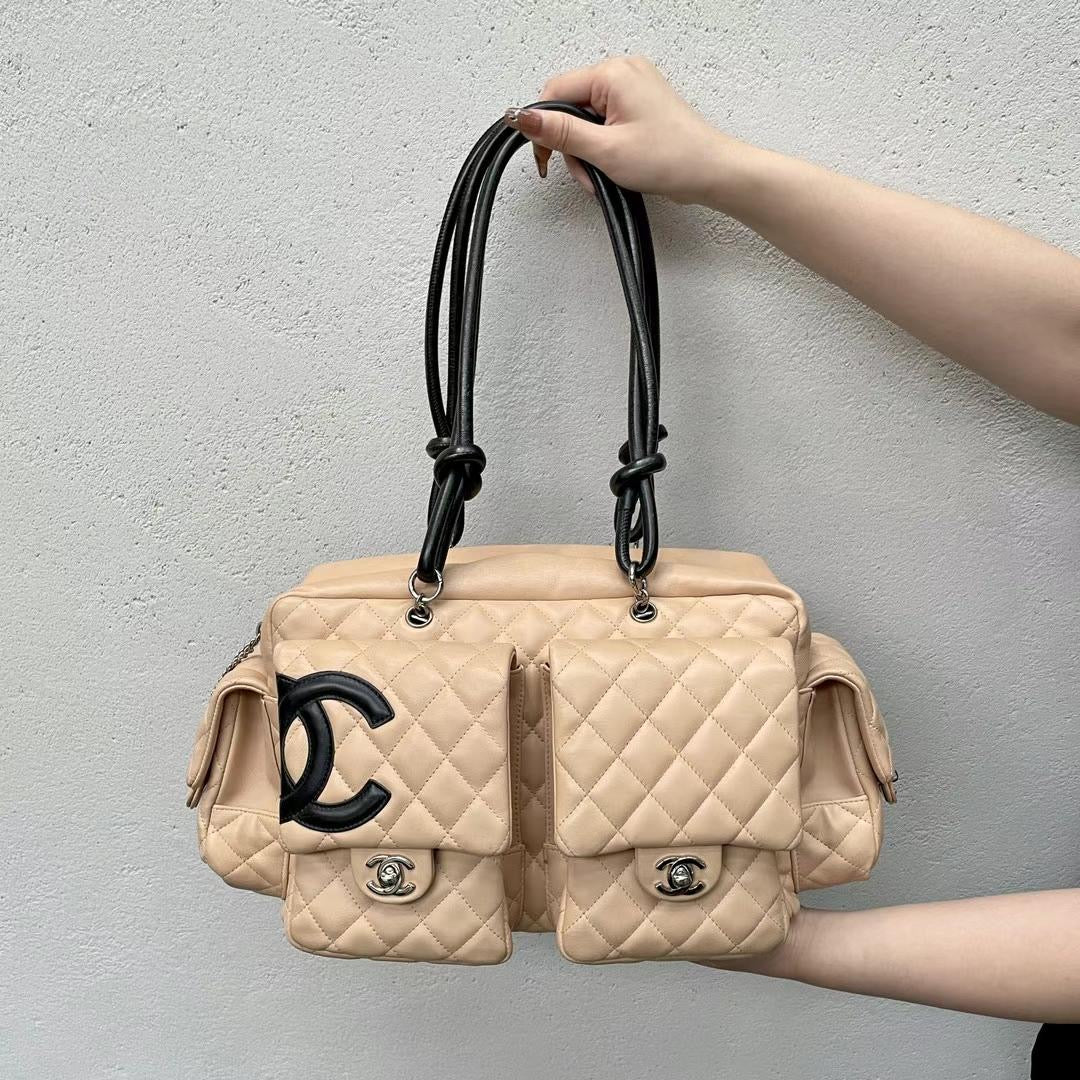 CHANEL Cambon Leather Bowling Bag in Brown