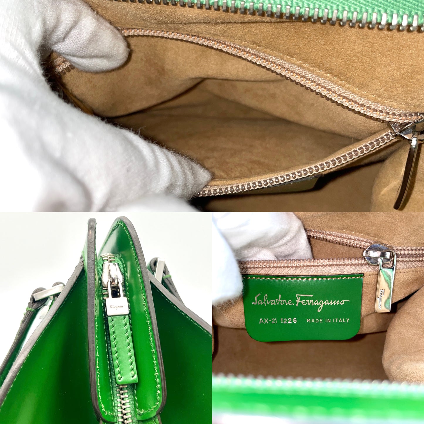 RARE☆☆☆ Salvatore Ferragamo Gancini Handbag Green