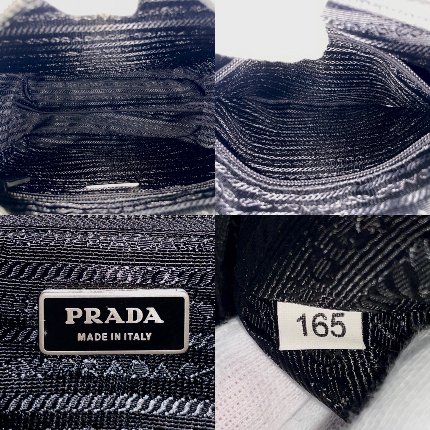 PRADA Triangle Plated Pocket Crossbody Shoulder Bag Black & Silver