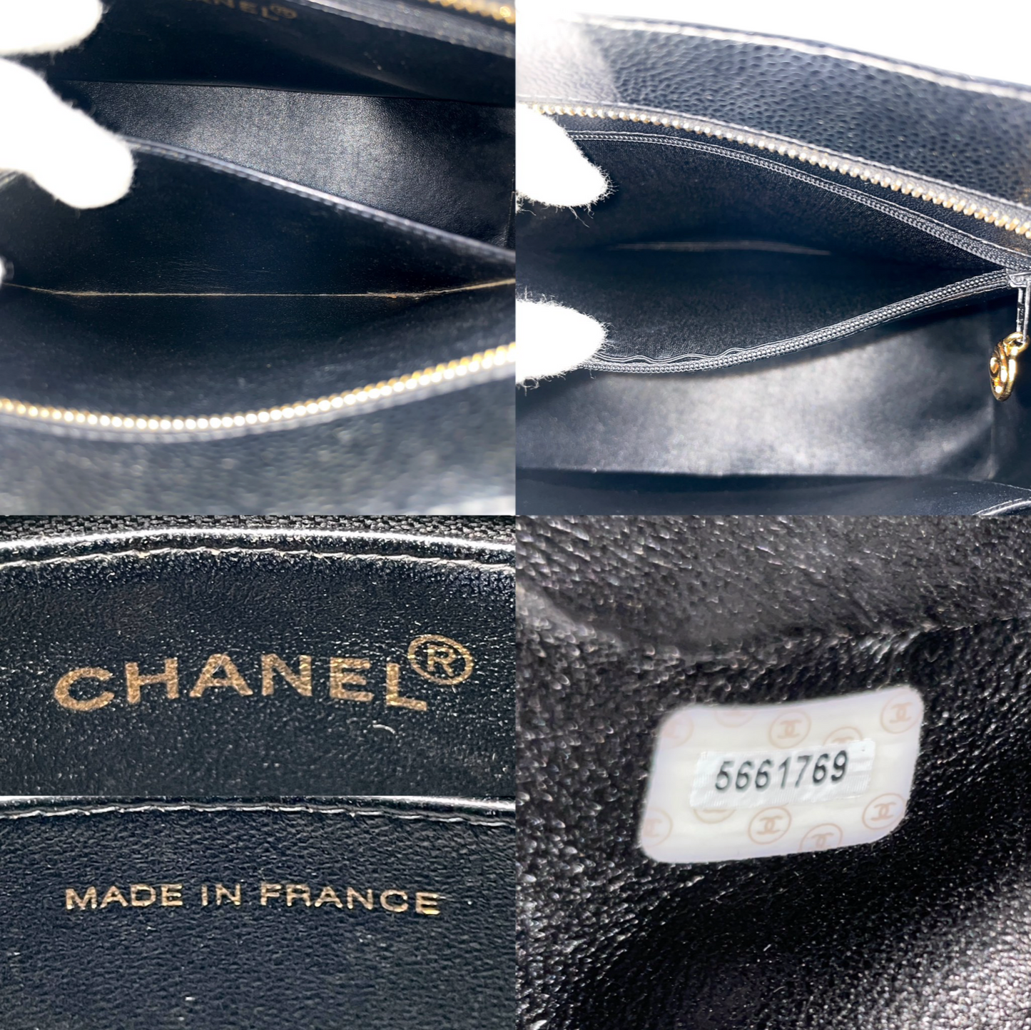 CHANEL Matelasse Caviar Skin Reprint Tote Gold Black GHW