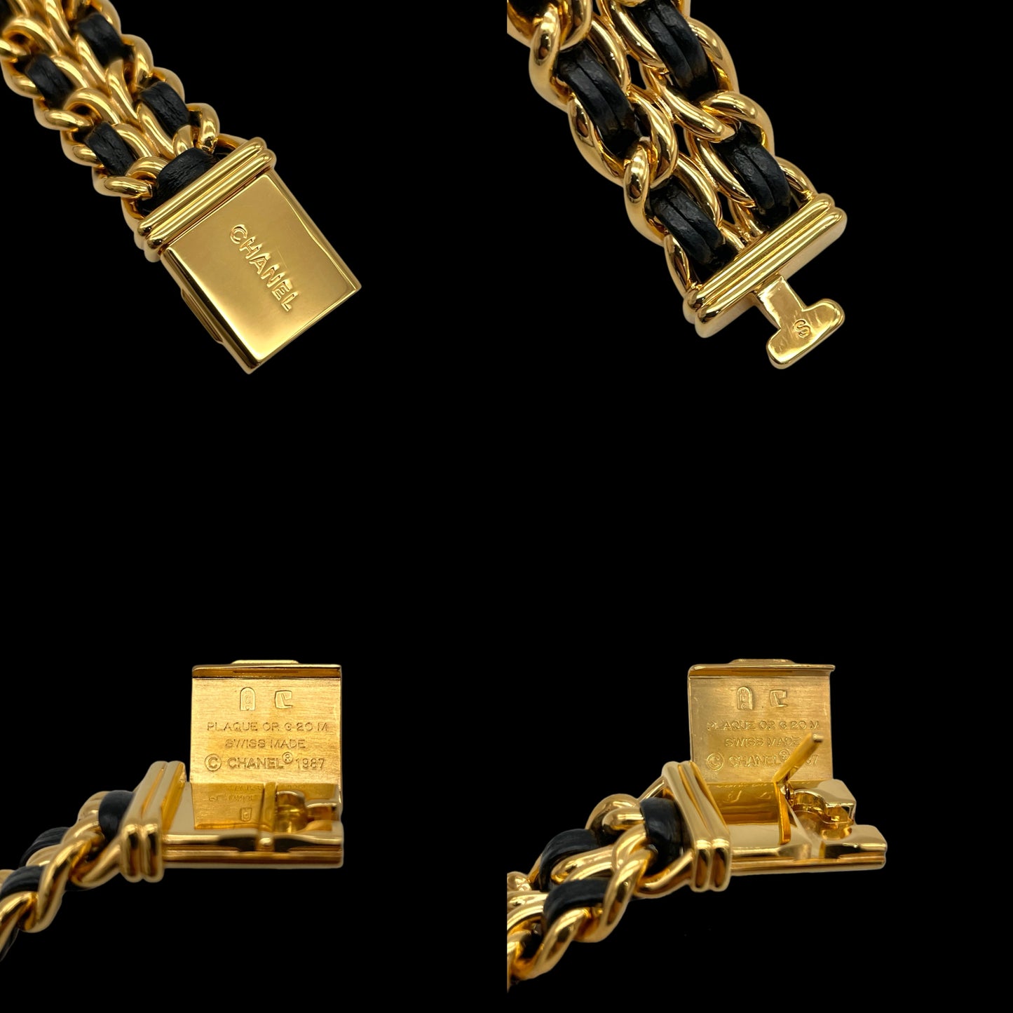 RARE☆☆☆☆CHANEL Matelassé Première Quartz Watch S Size Gold & Black