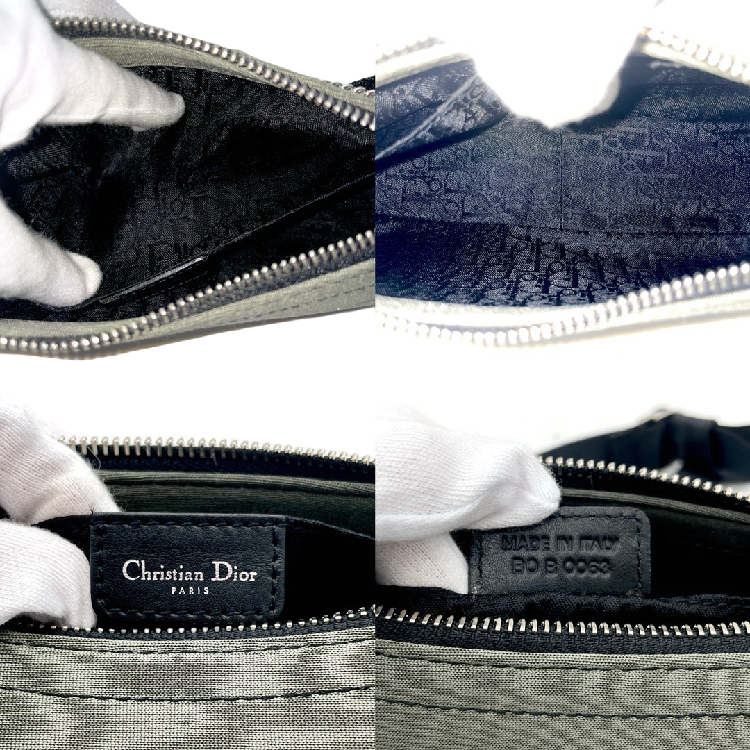 RARE☆☆☆☆ CHRISTIAN DIOR Rhinestone Chain Handle 2-Way Shoulder Bag Dark Green Black SHW