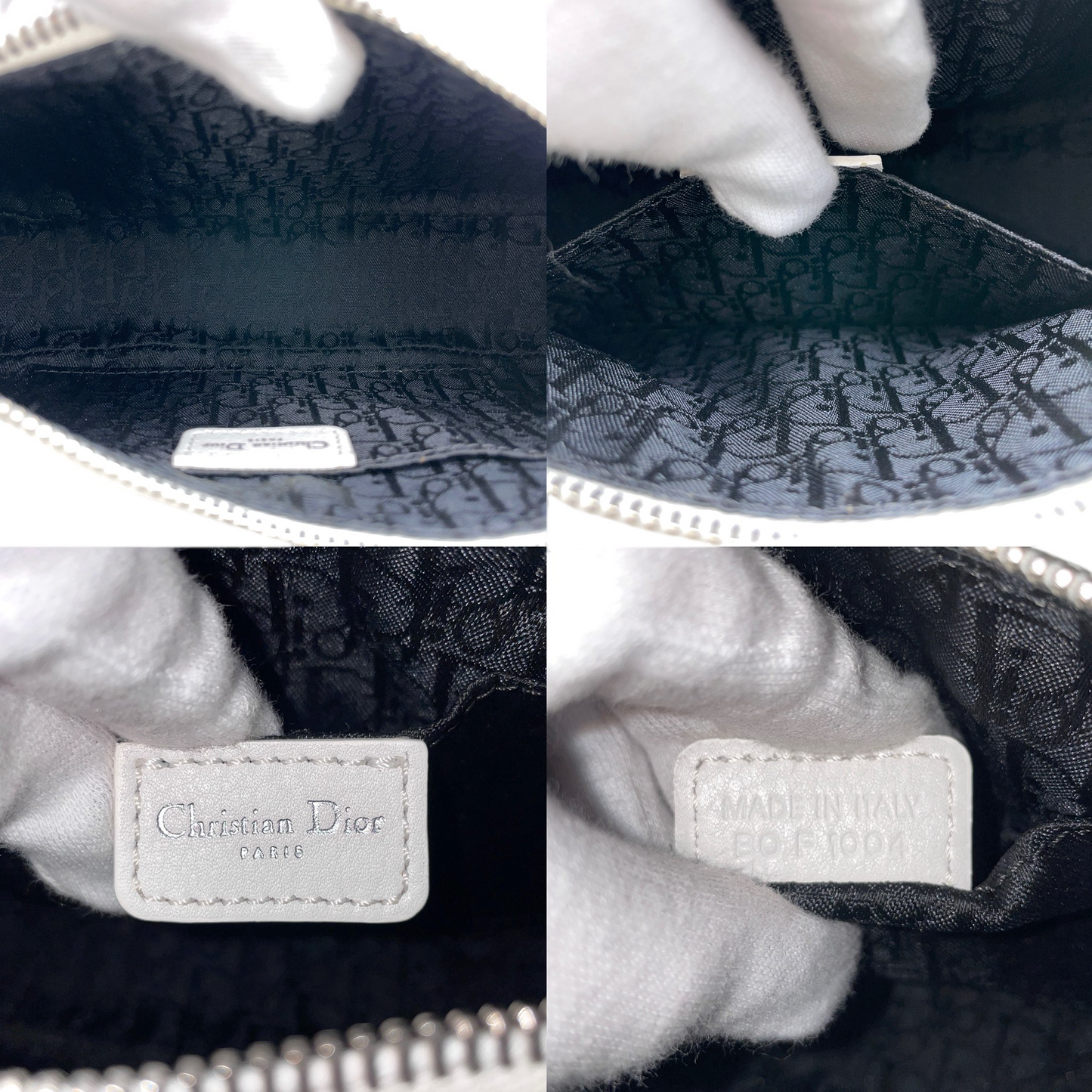 RARE☆☆☆☆CHRISTIAN DIOR 2004 D Pendant Dior Chain Accessory Pouch Shoulder Bag White & Silver