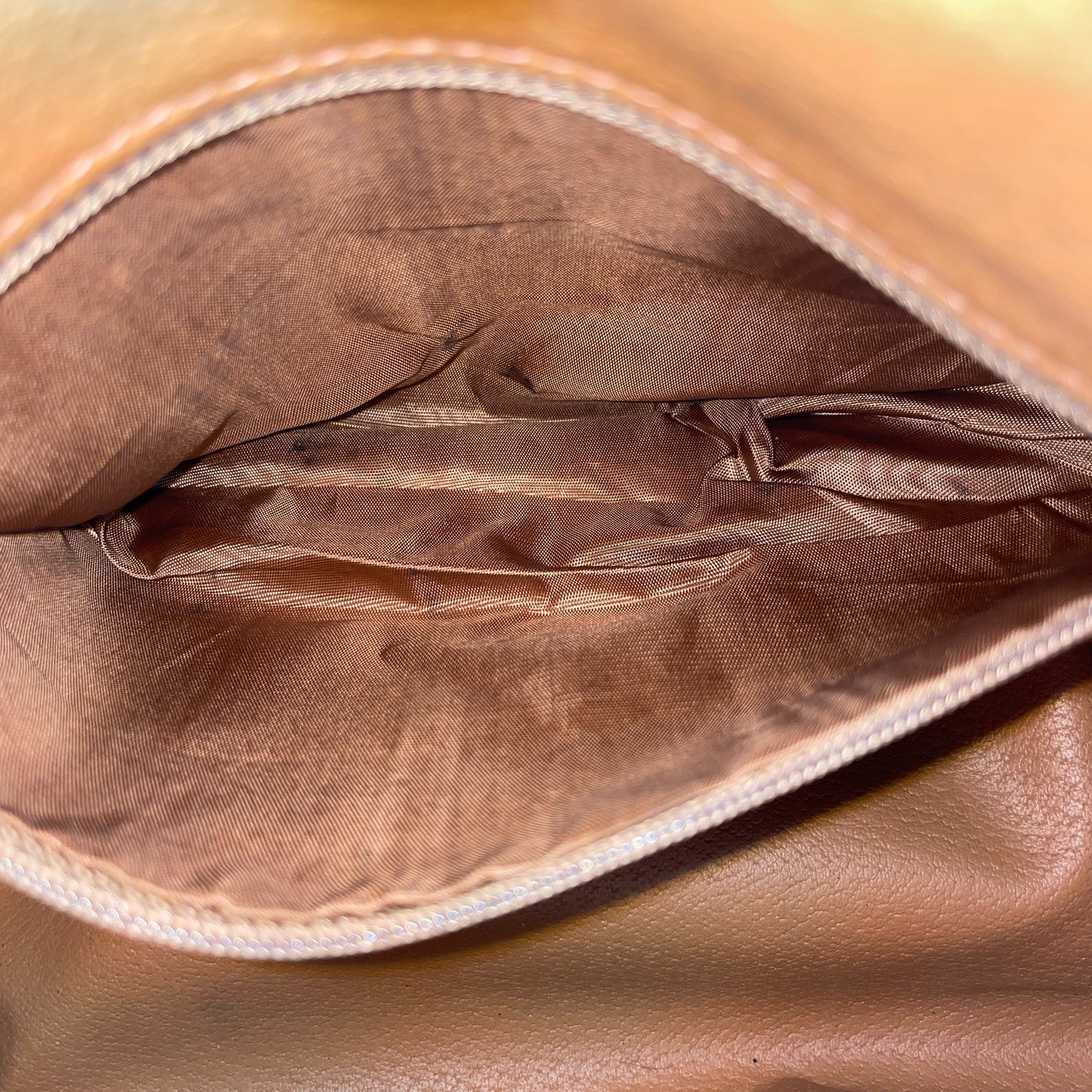 CELINE Macadam Canvas coated Boston Handbag PM Brown & Gold