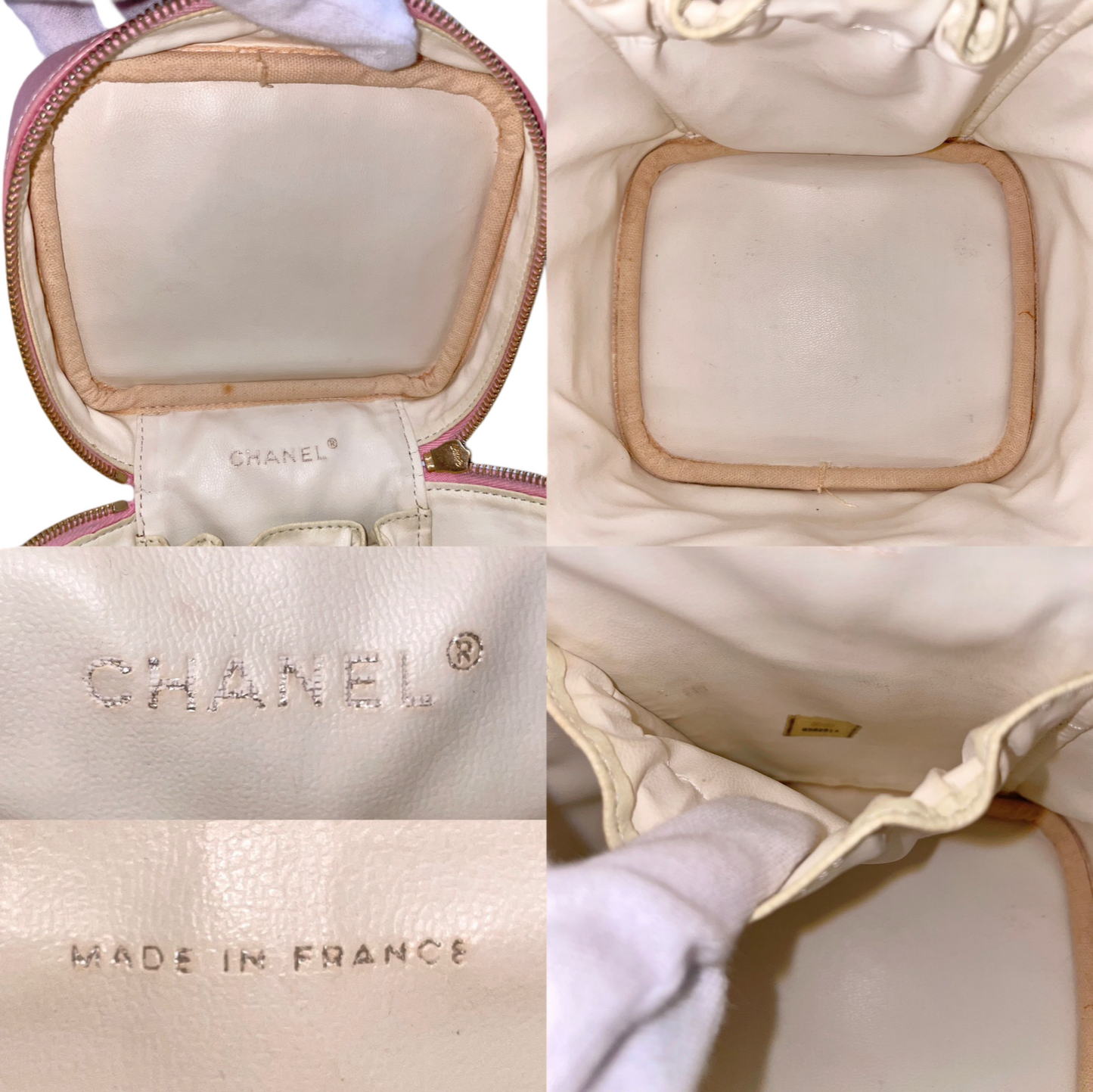 RARE☆☆☆☆☆CHANEL Coco Mark Caviar Skin Leather Vanity Bag Pink