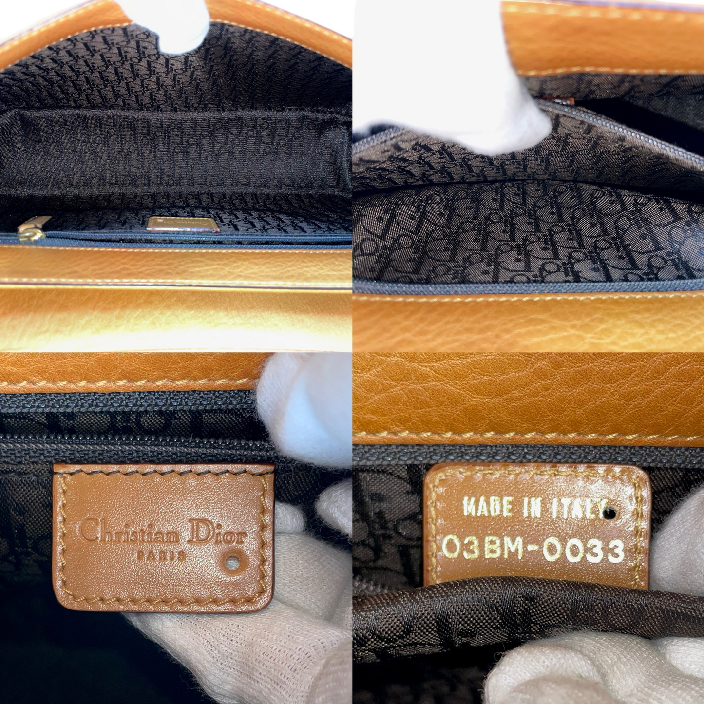 RARE★★★CHRISTIAN DIOR Street Chic Leather Shoulder Bag Medium Brown/Gold
