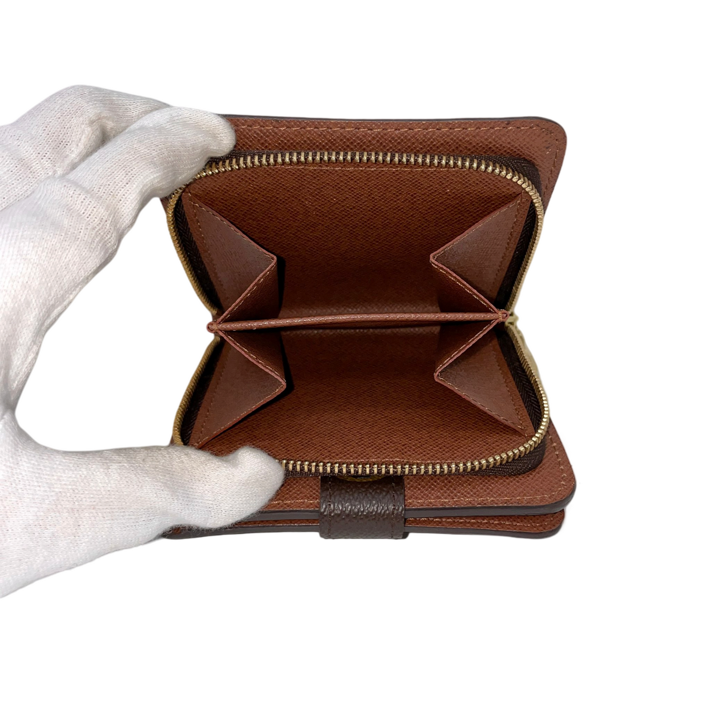 LOUIS VUITTON Monogram Compact Zip Short Wallet M61667 Brown & Gold