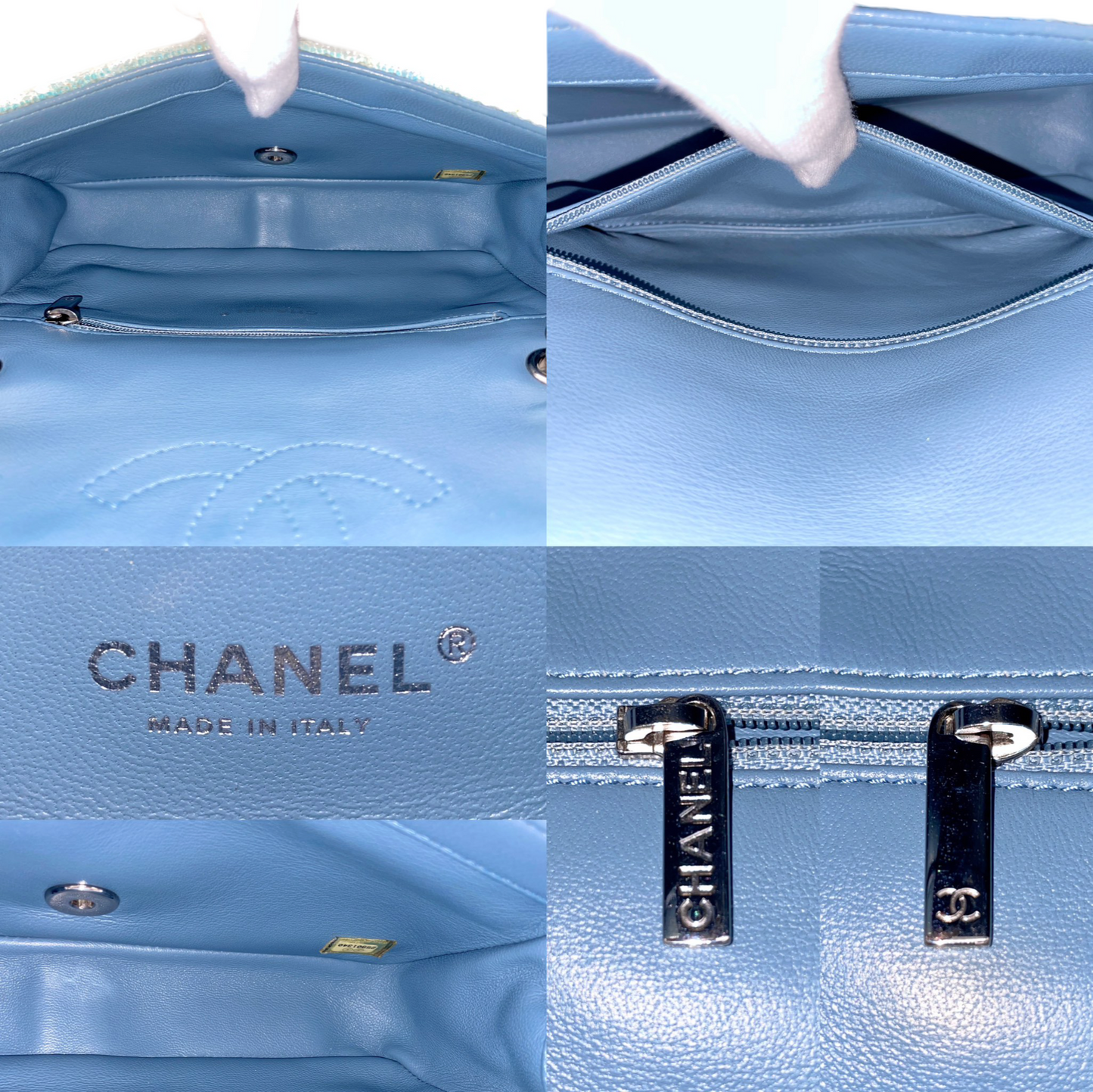RARE☆☆☆☆☆CHANEL Sequin Turn Lock Coco Mark Mini Chain Flap Bag /Blue /SS 2018 RTW #
