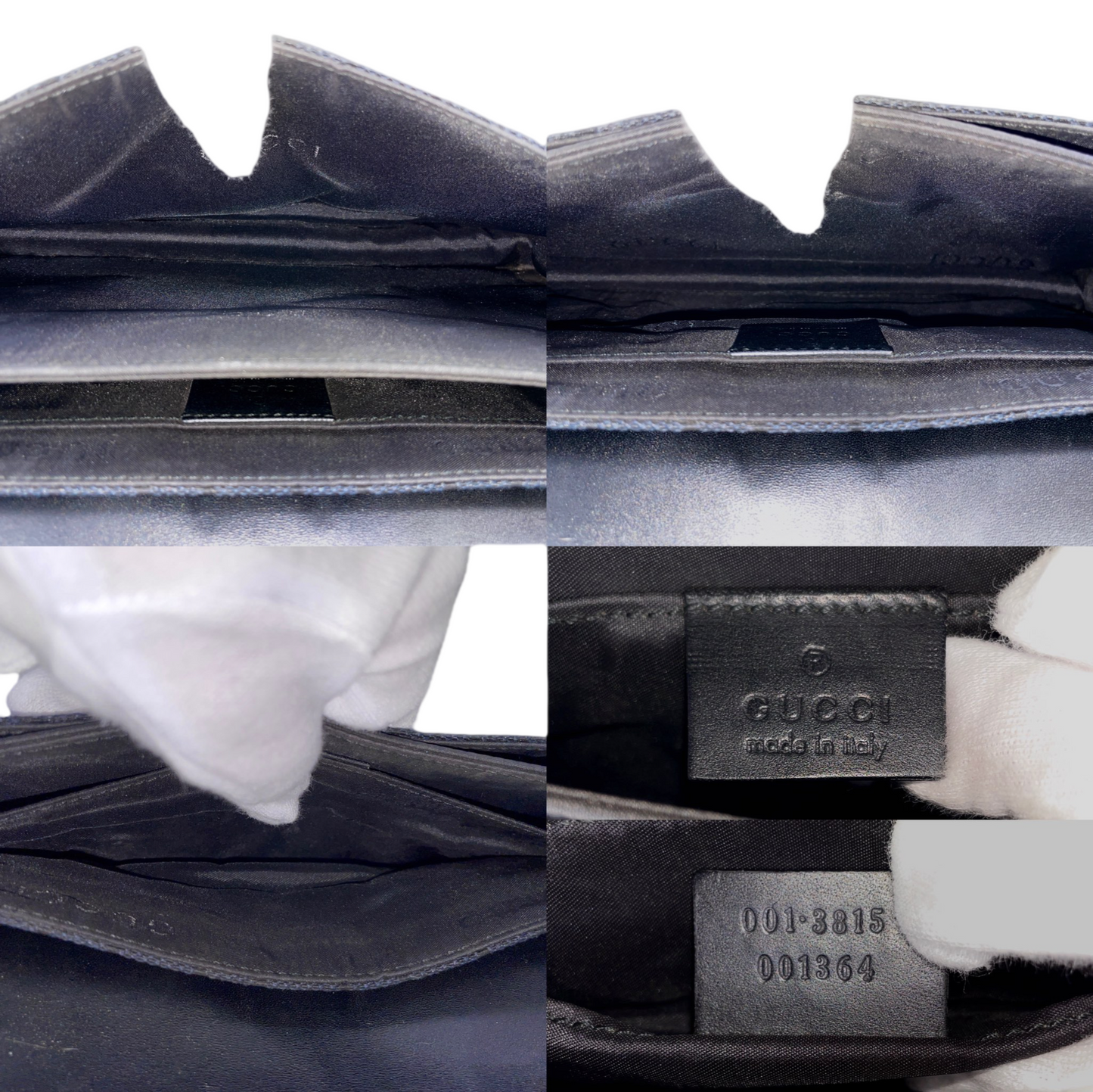 GUCCI GG Canvas On Shoulder Flap Bag Black & Silver