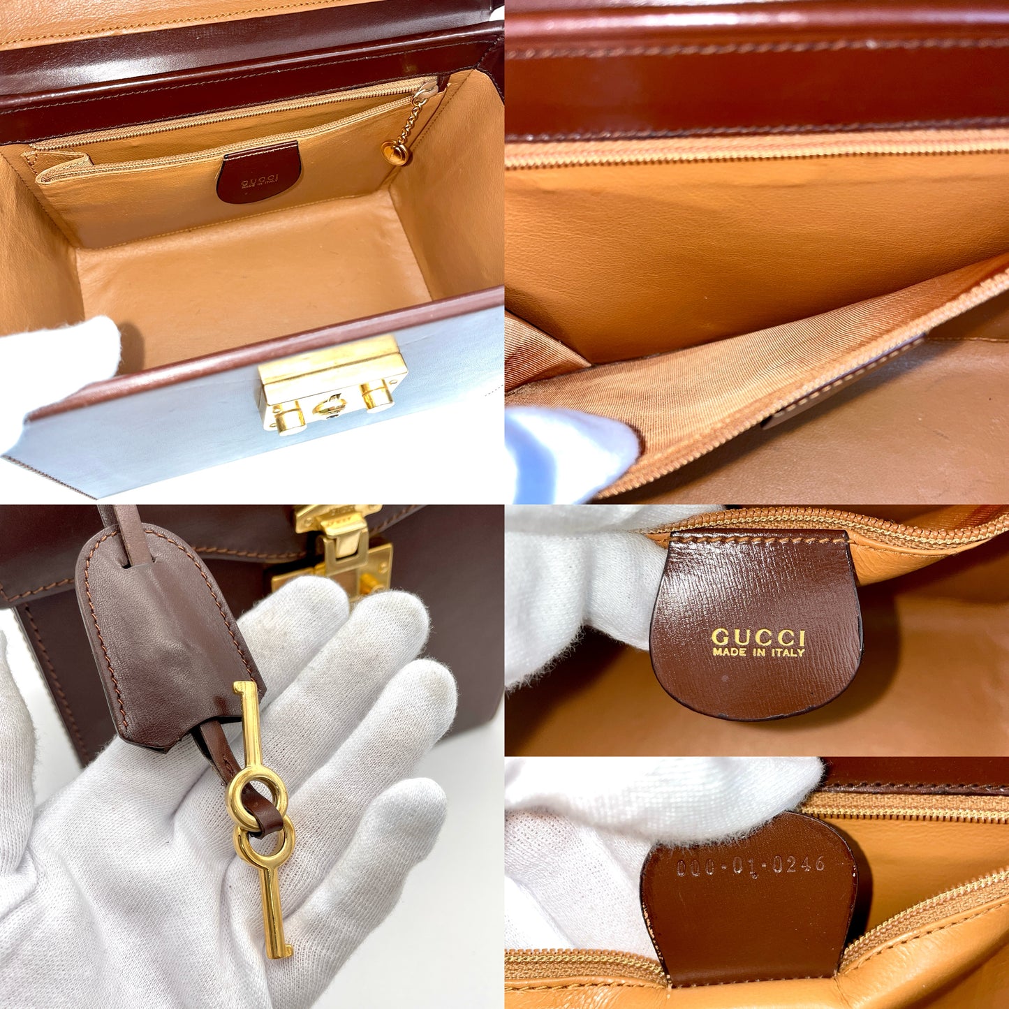 RARE☆☆ GUCCI Lady Lock Vanity Bag Handbag Brown GHW