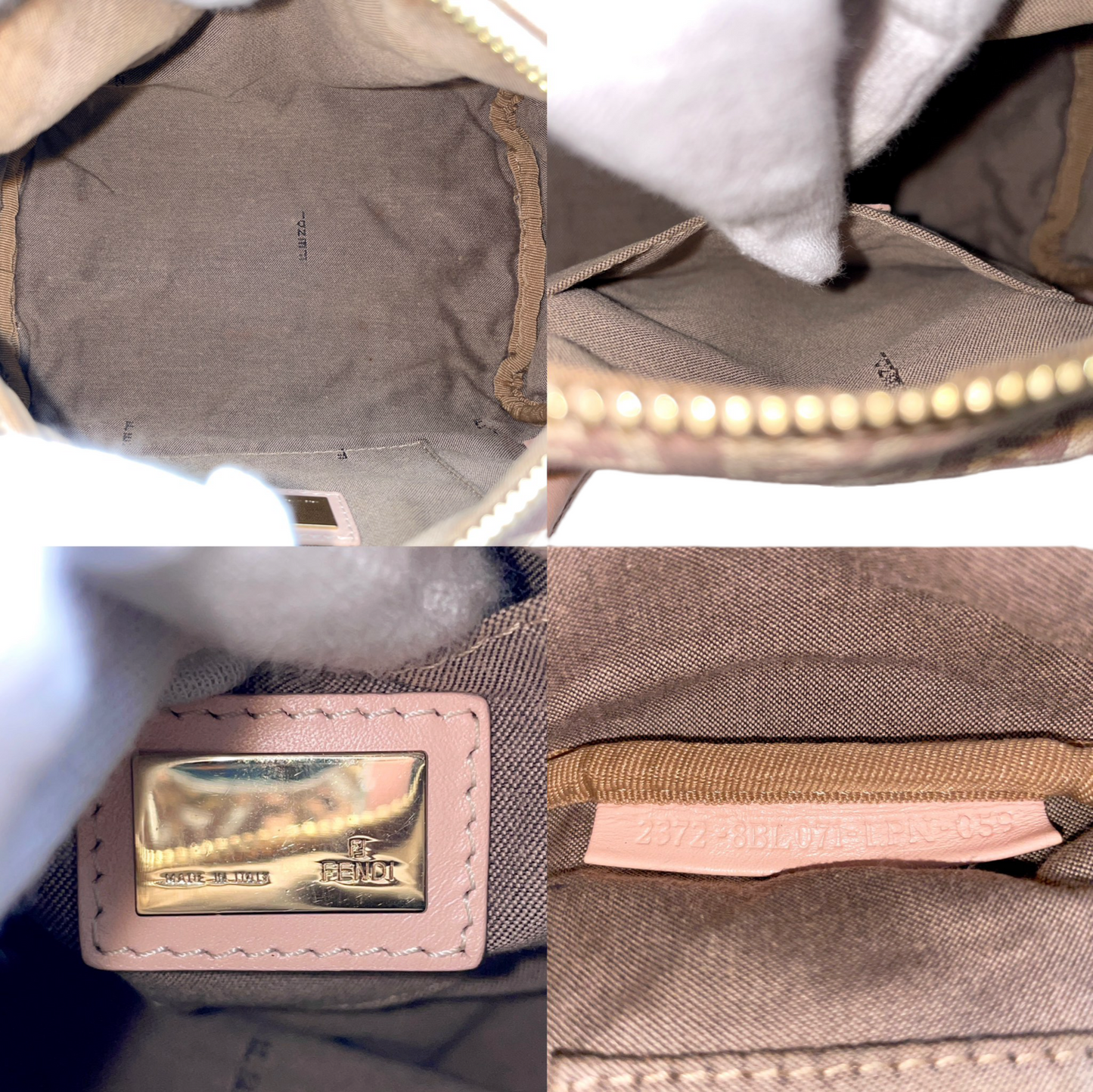 RARE☆☆☆FENDI Zucchino Canvas Mini Boston Handbag Pink/ Gold