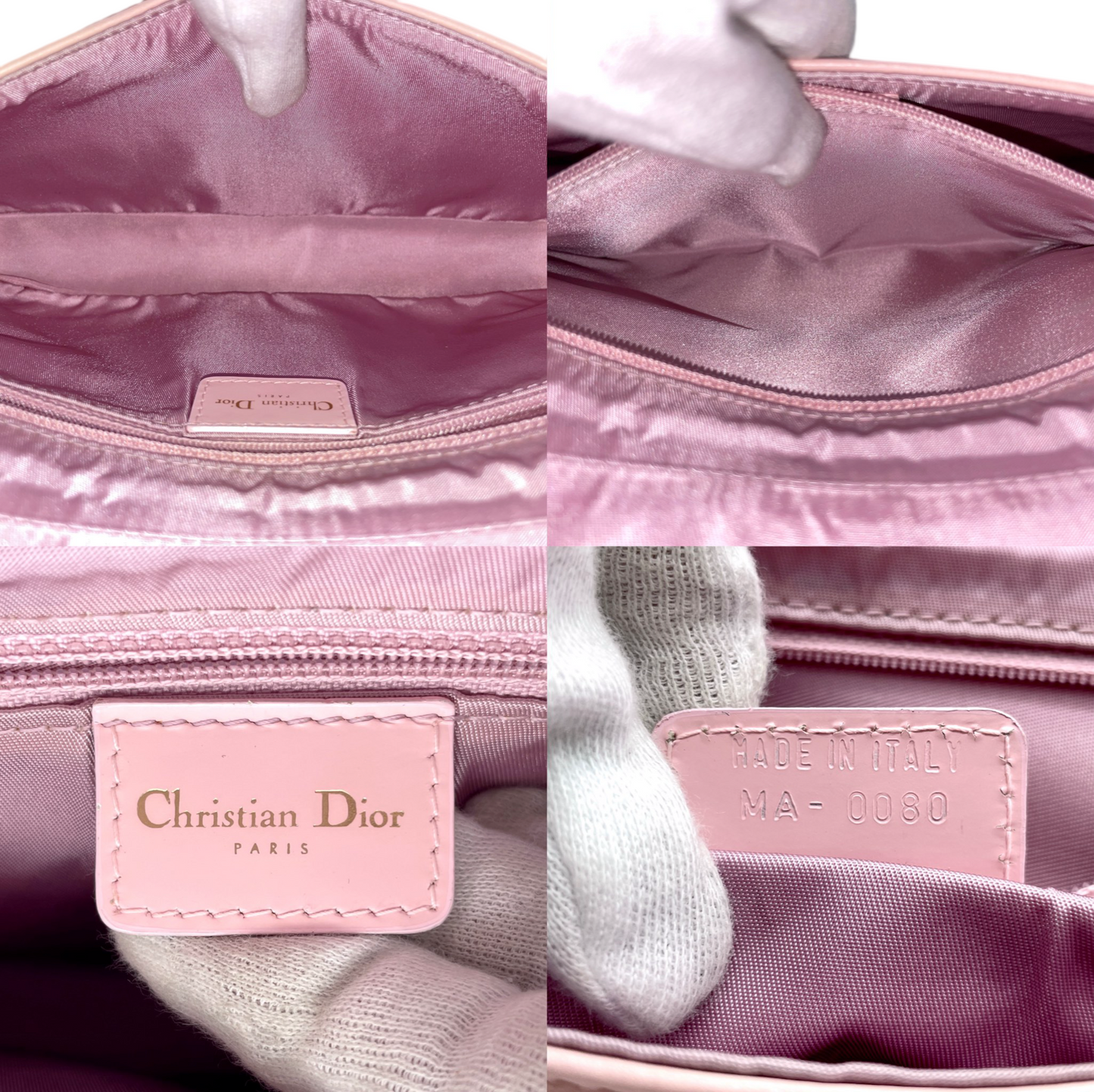 RARE☆☆☆ CHRISTIAN DIOR Malice Pearl Flap Shoulder Bag Pink Leather