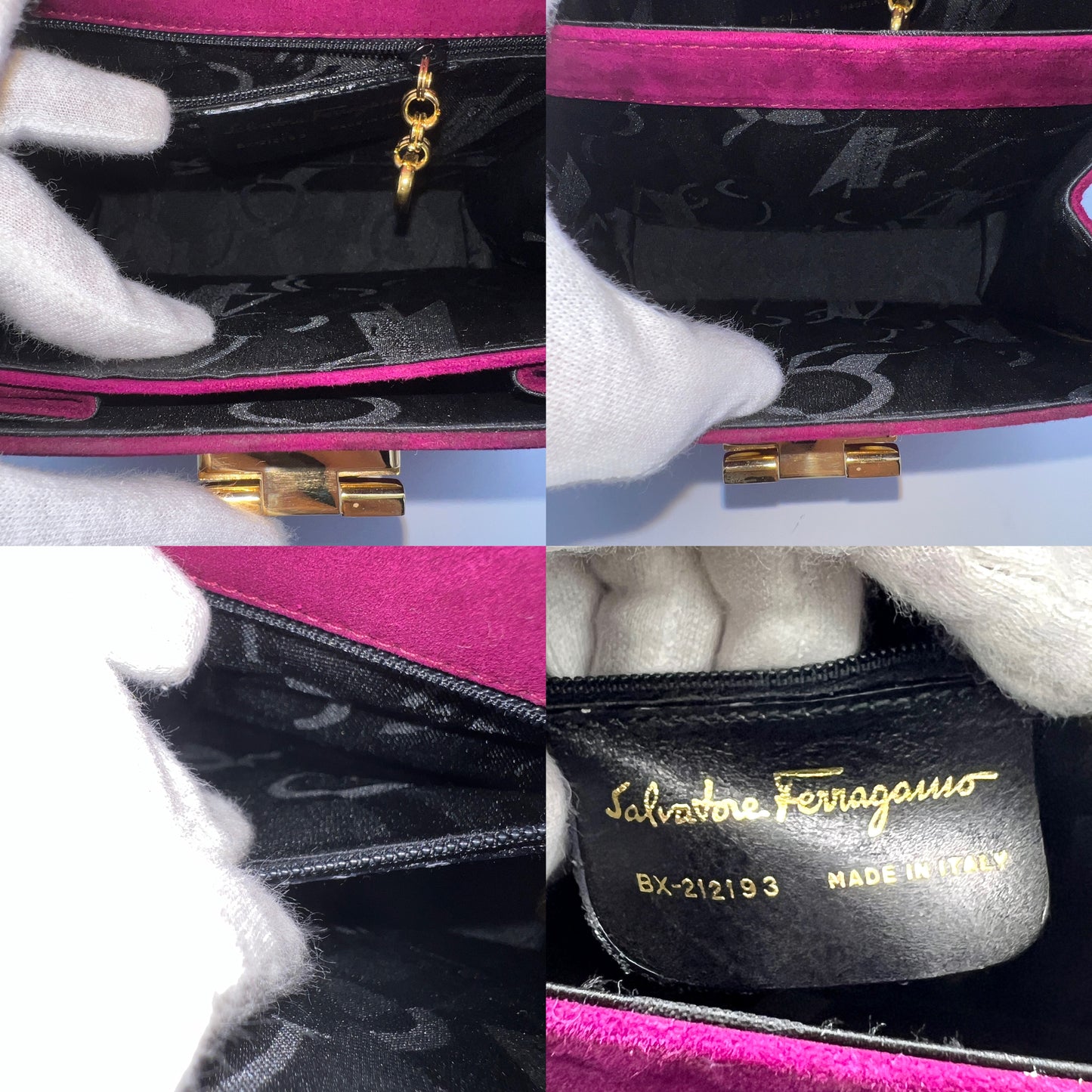 RARE☆☆☆ Salvatore Ferragamo Gancini 2-Way Handbag PM Suede Leather