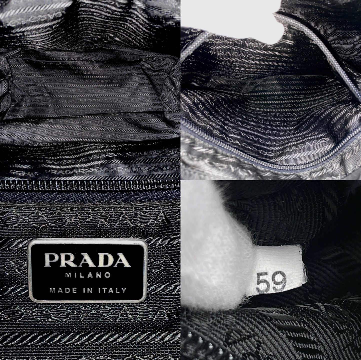 PRADA Triangle Logo Pockets Nylon Backpack Bag MM Black & Silver