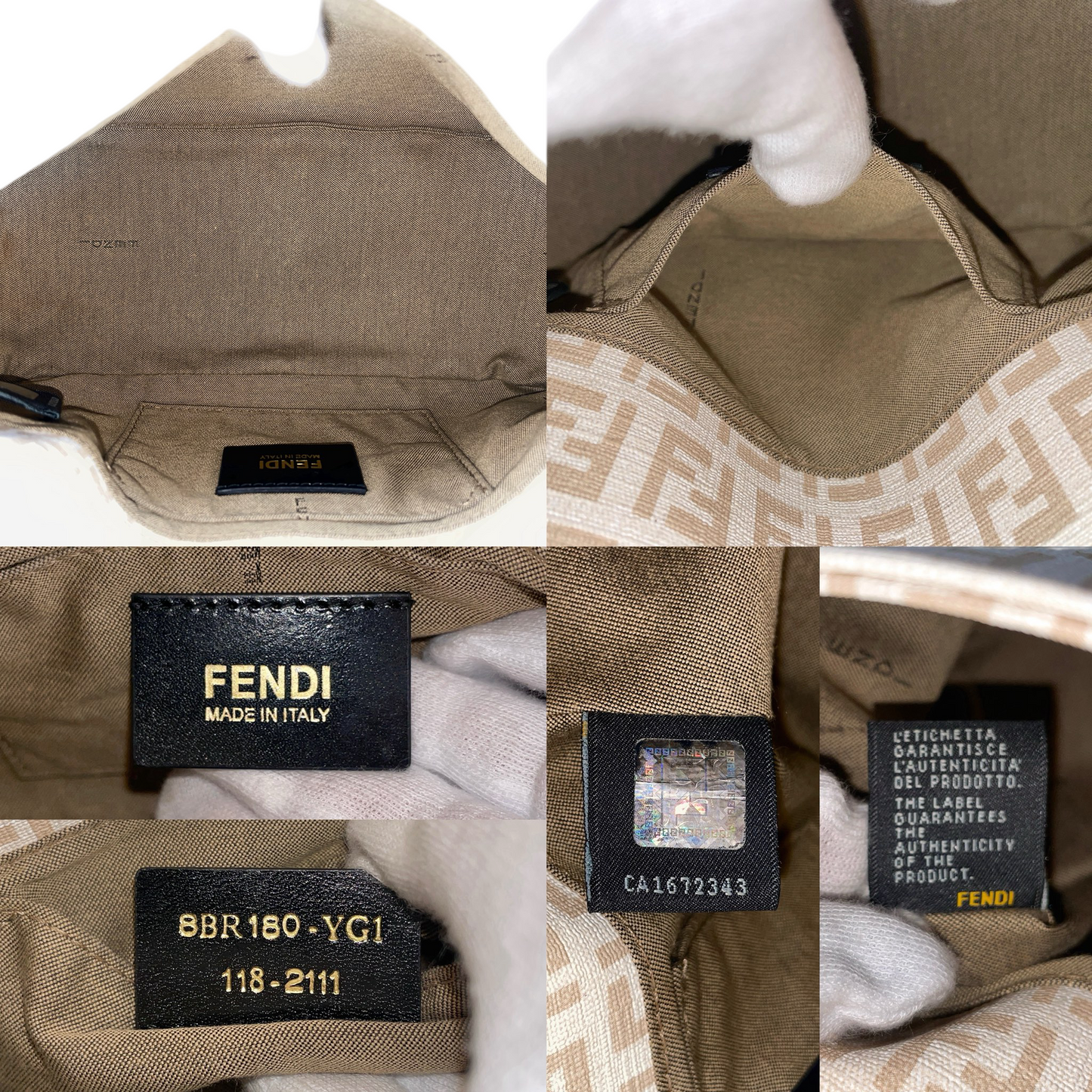 RARE☆☆☆☆FENDI Zucchino PVC Mini Mamma Baguette Chain Shoulder Bag Beige & Gold