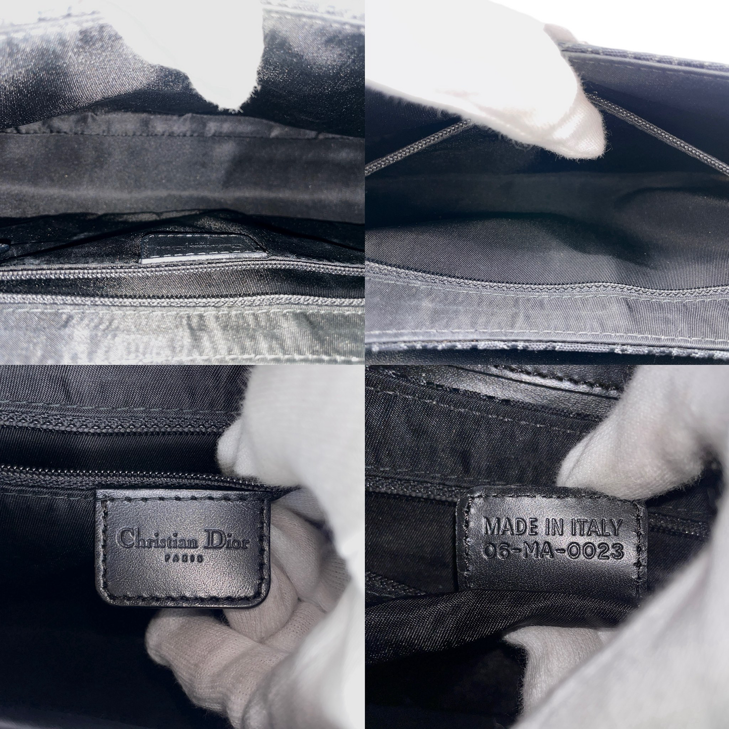 RARE☆☆☆CHRISTIAN DIOR 2003 Street Chic Trotter Canvas & Leather HOBO Shoulder Bag MM Columbus Bag Black & Silver