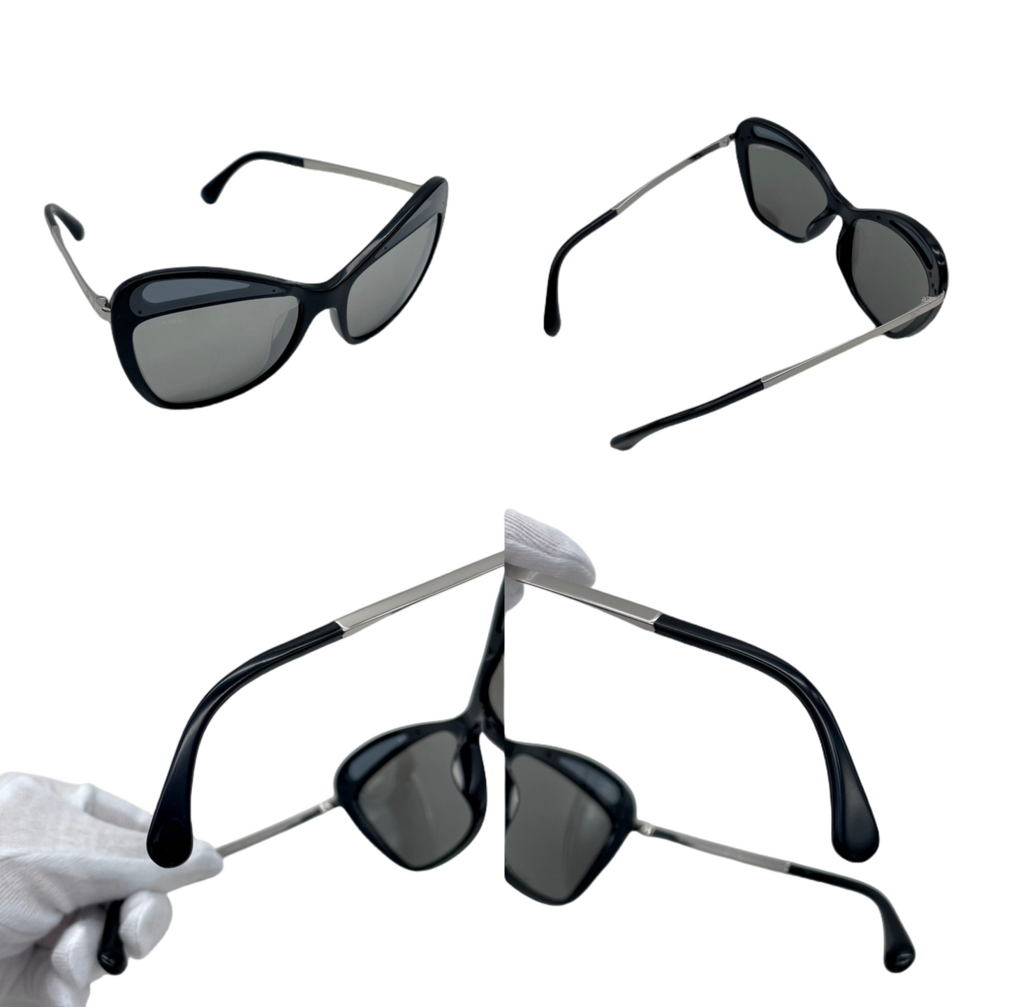 RARE☆☆☆CHANEL CC LOGOS Mirror Sunglasses Black & Silver