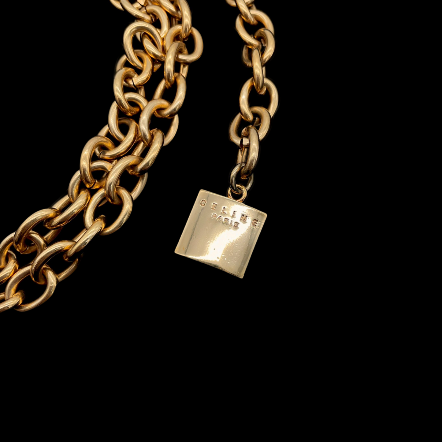 RARE☆☆☆☆CELINE Horse Carriage Double Chain Belt Gold