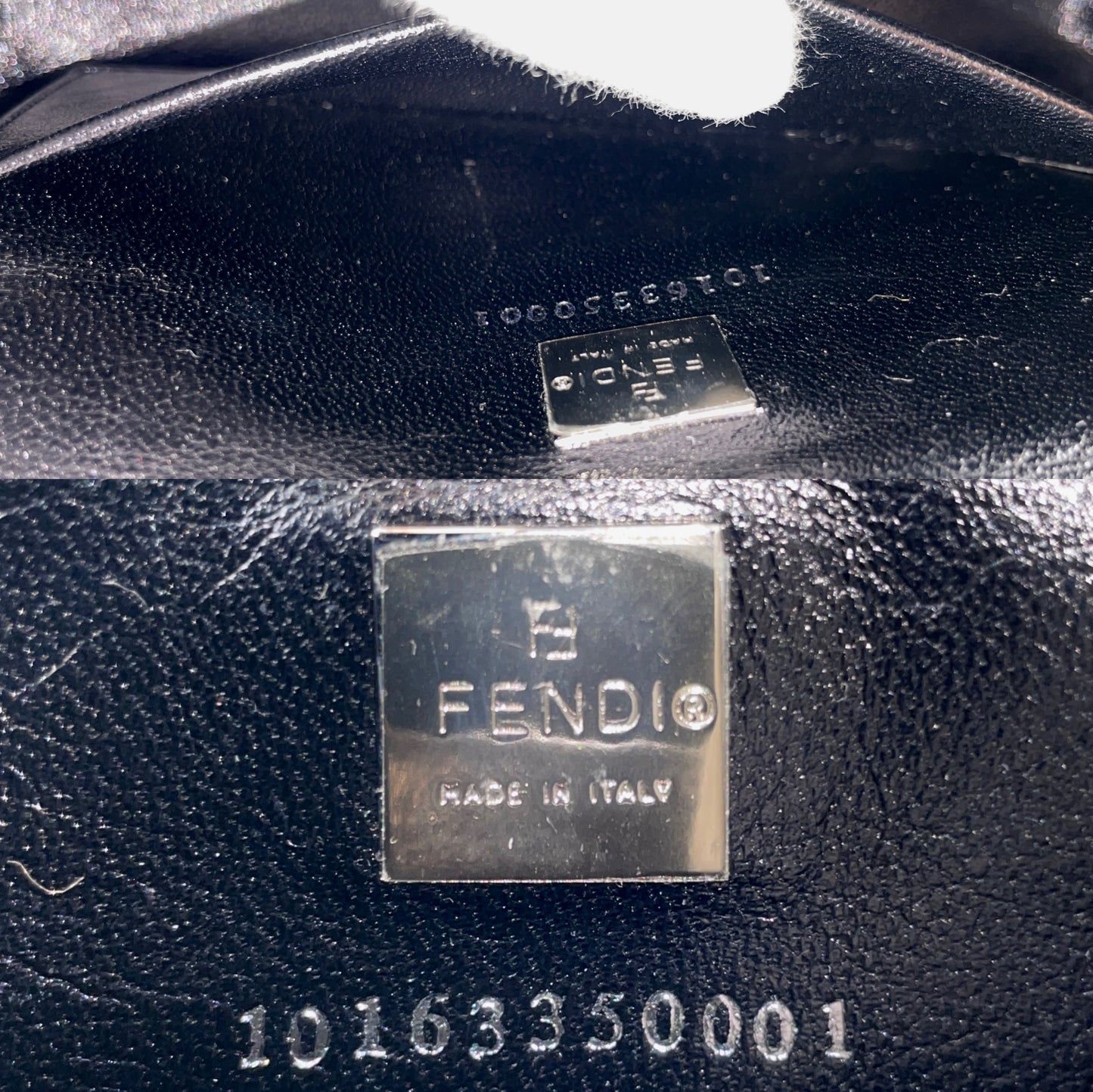 FENDI ZUCCA Wool Shoulder Bag Gray x Silver
