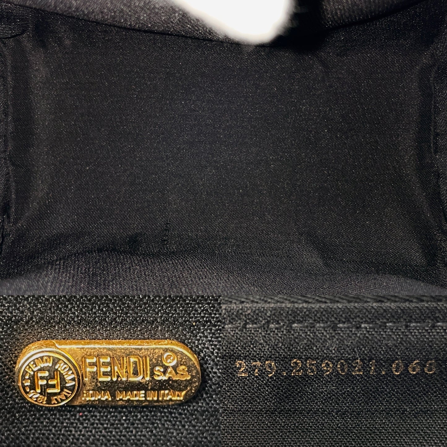 FENDI Pequin PVC Mini Boston Handbag Khaki & Black