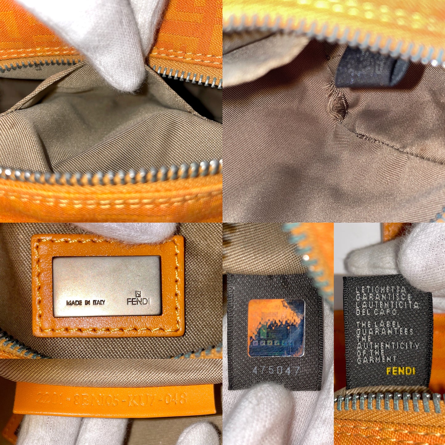 FENDI Zucchino Canvas Mini Boston Handbag Pouch Orange