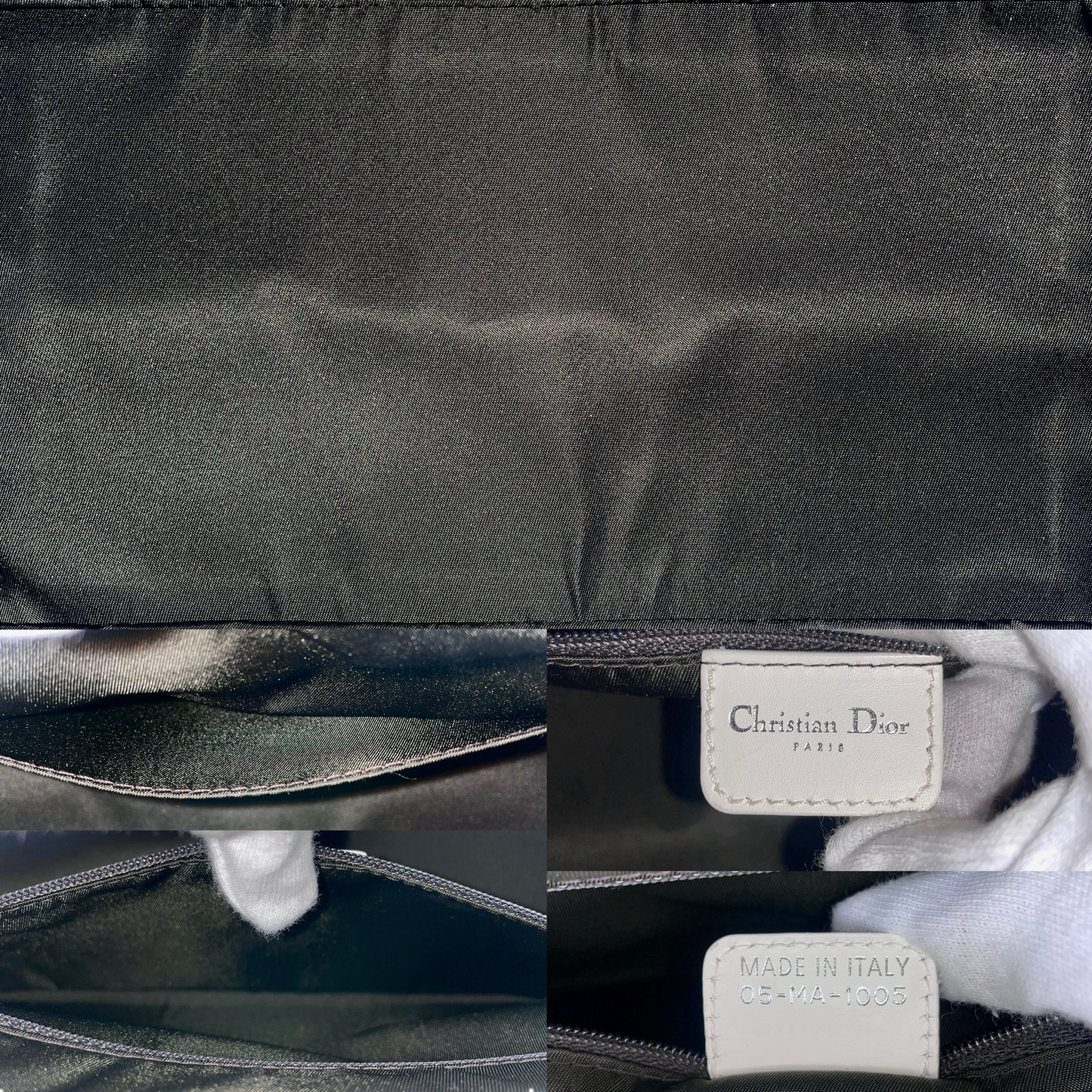 RARE★★★★CHRISTIAN DIOR 2005 SS Trotter Canvas Leather CD Pendant Detective Top Handle Bag Medium White/Silver