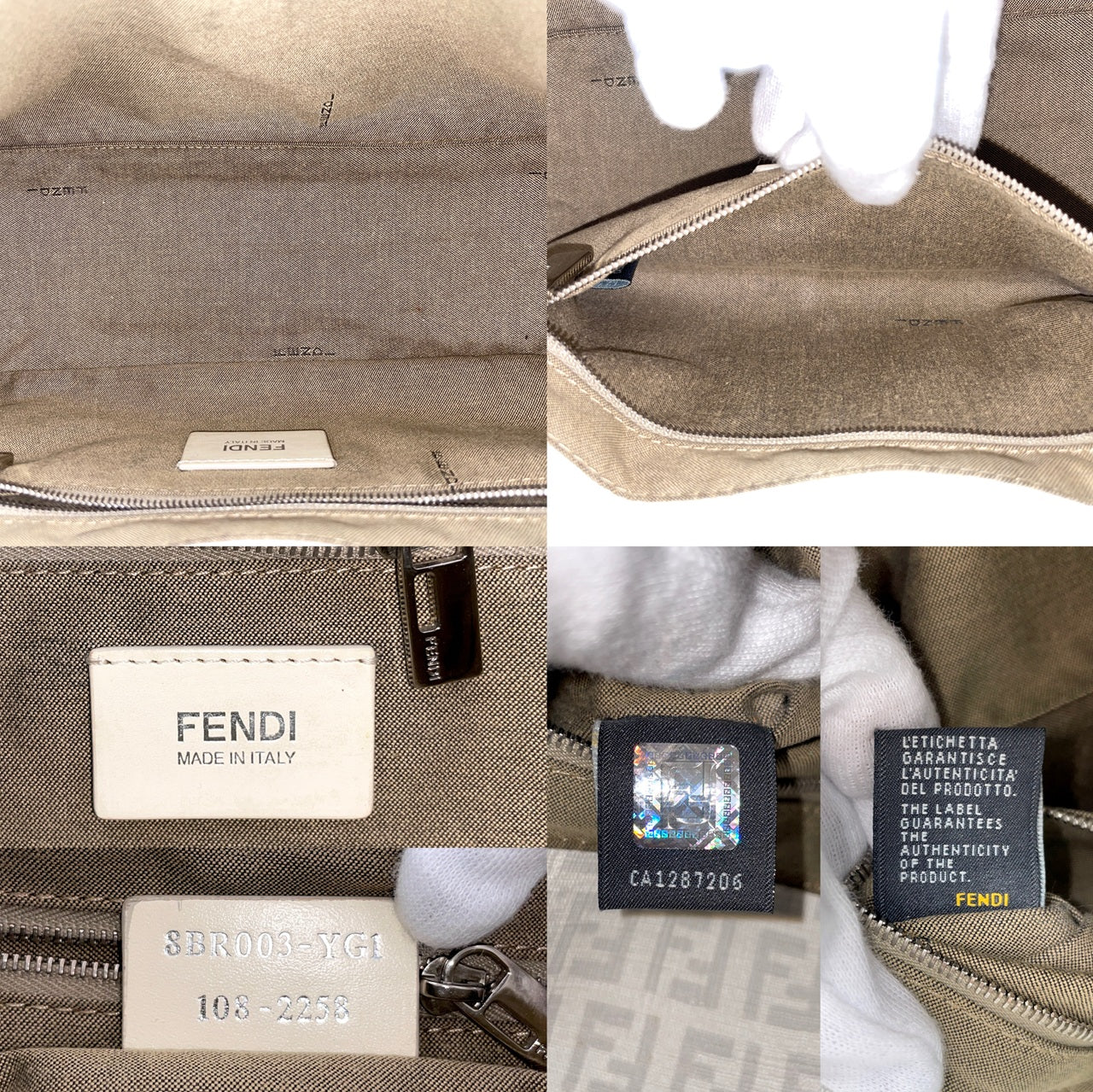 RARE☆☆☆ FENDI Zucchino Chain Shoulder Mamma Baguette White × Gray SHW