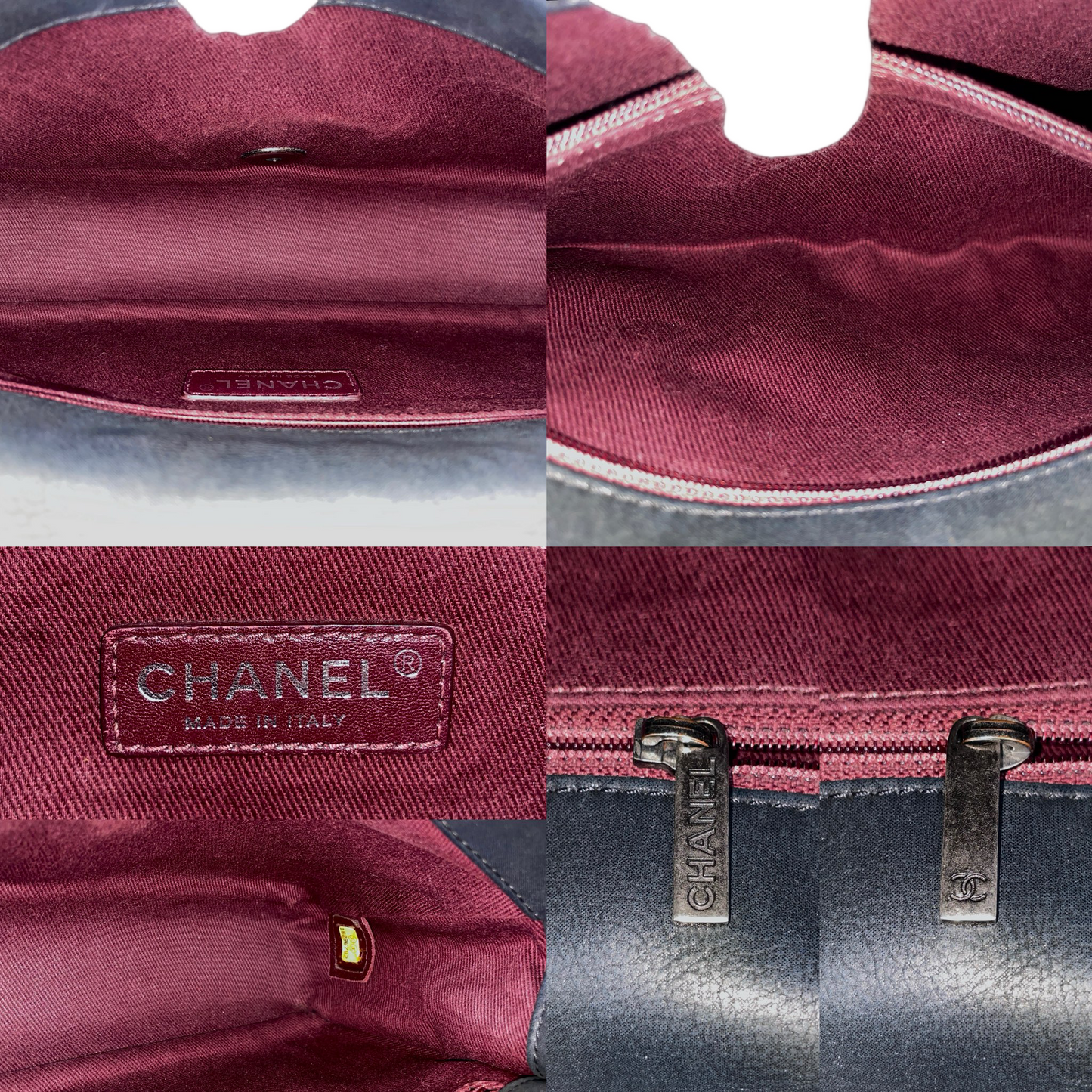 CHANEL 2012 Matelassé Iridescent Calfskin Double Chains Full Flap Shoulder Bag Black & Silver