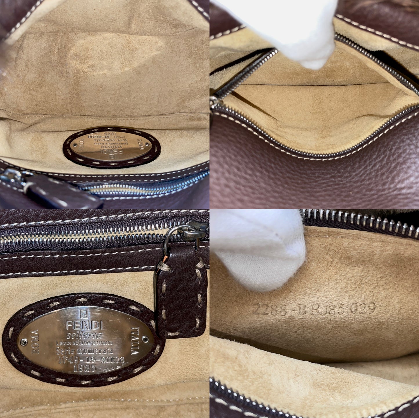RARE☆☆☆☆☆FENDI Selleria Mink Fur Mini Mamma Baguette Shoulder Bag Brown & Silver #