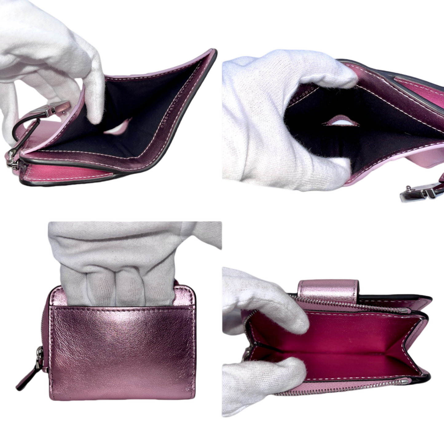 FENDI FF Diamond Short Wallet Pink & Silver