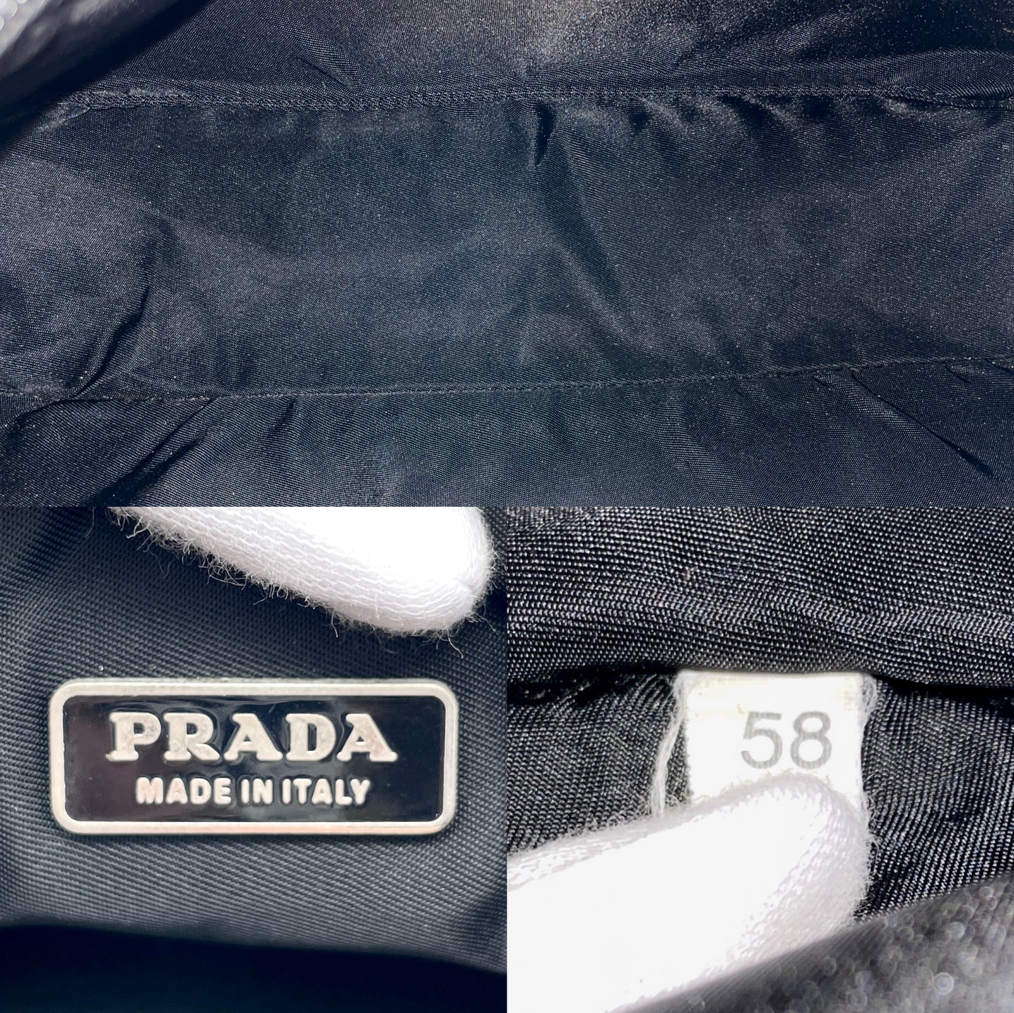 PRADA Triangle Logo Accessory Pouch Hand Bag Black & Silver