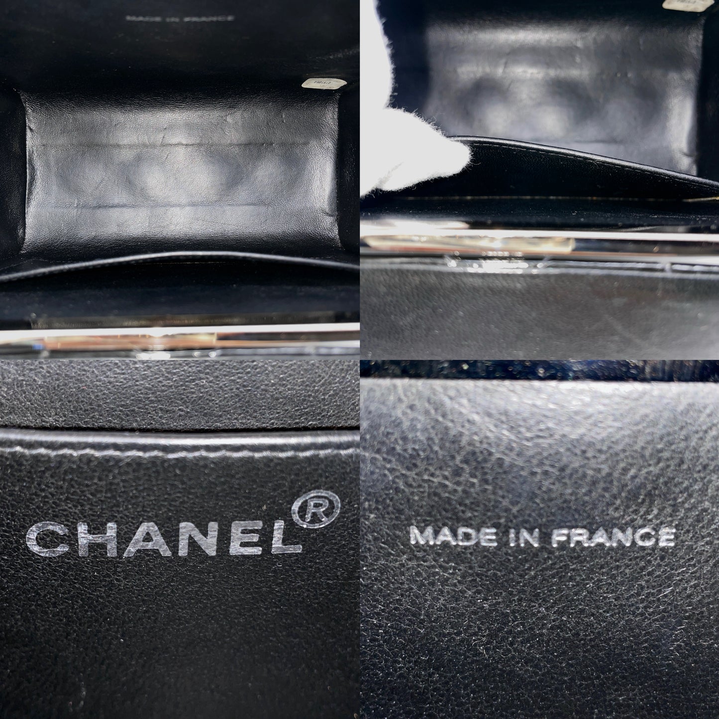 RARE☆☆☆CHANEL 1997 Matelassé Enamel Double Doors Vanity Hand Bag Black & Silver