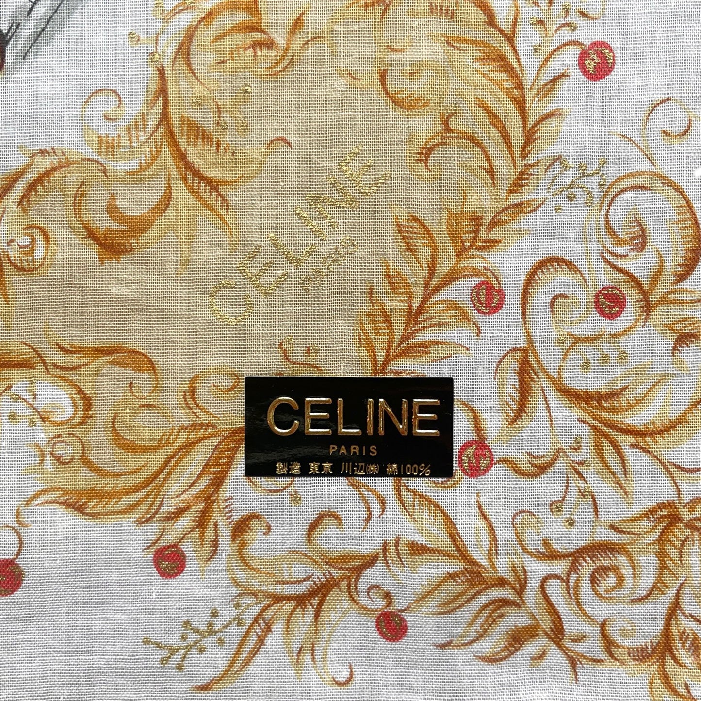 CELINE Mini Scarf Neckerchief Handkerchief 2 Set Beige & White