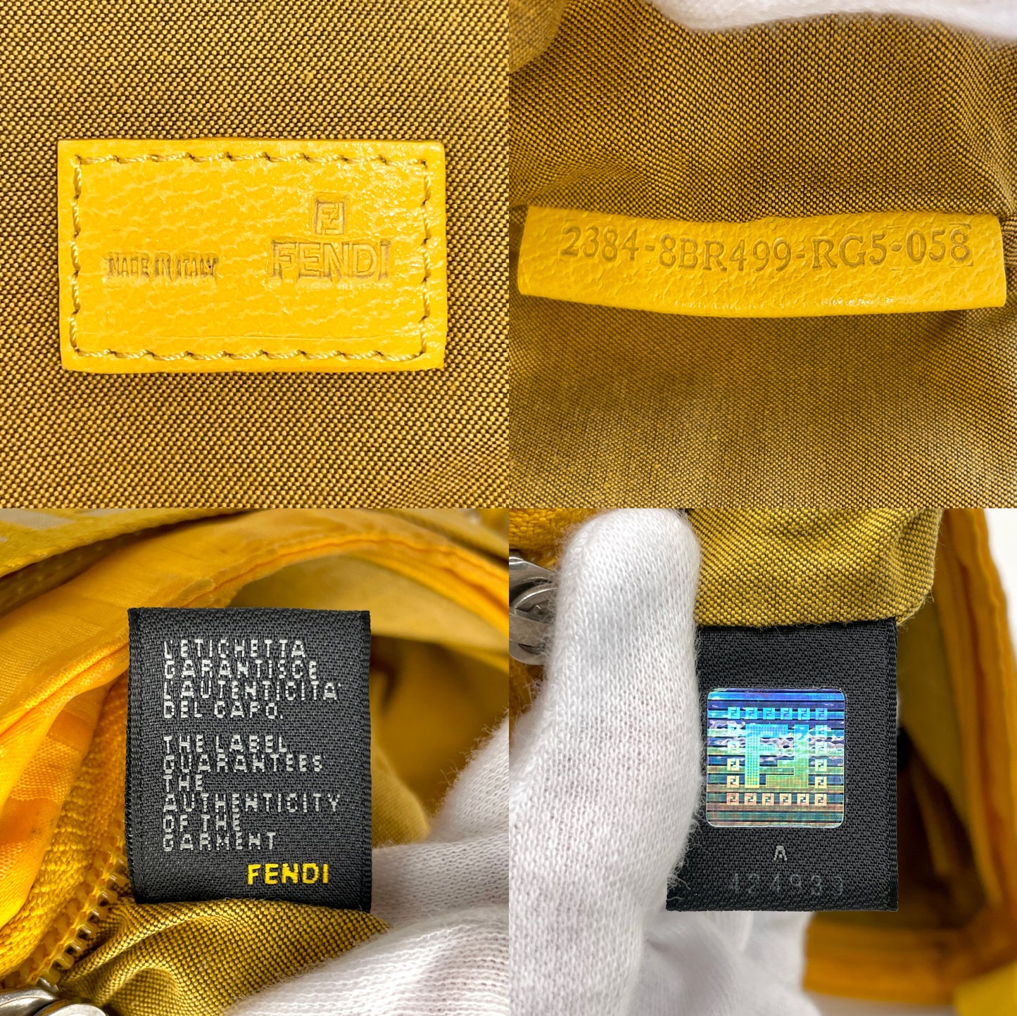 FENDI ZUCCA Yellow Nylon Accessories Pouch