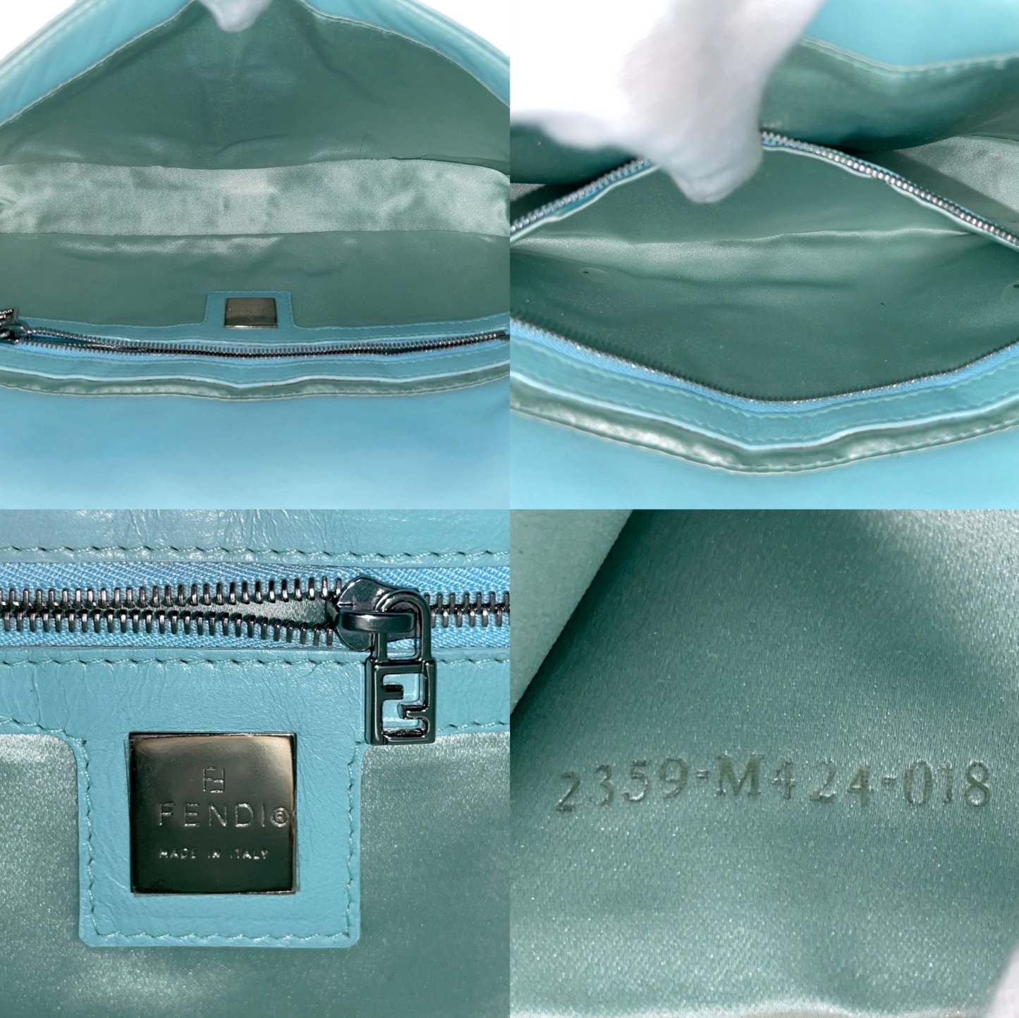 RARE☆☆☆FENDI Leather Manma Baguette PM Shoulder Bag Baby Blue