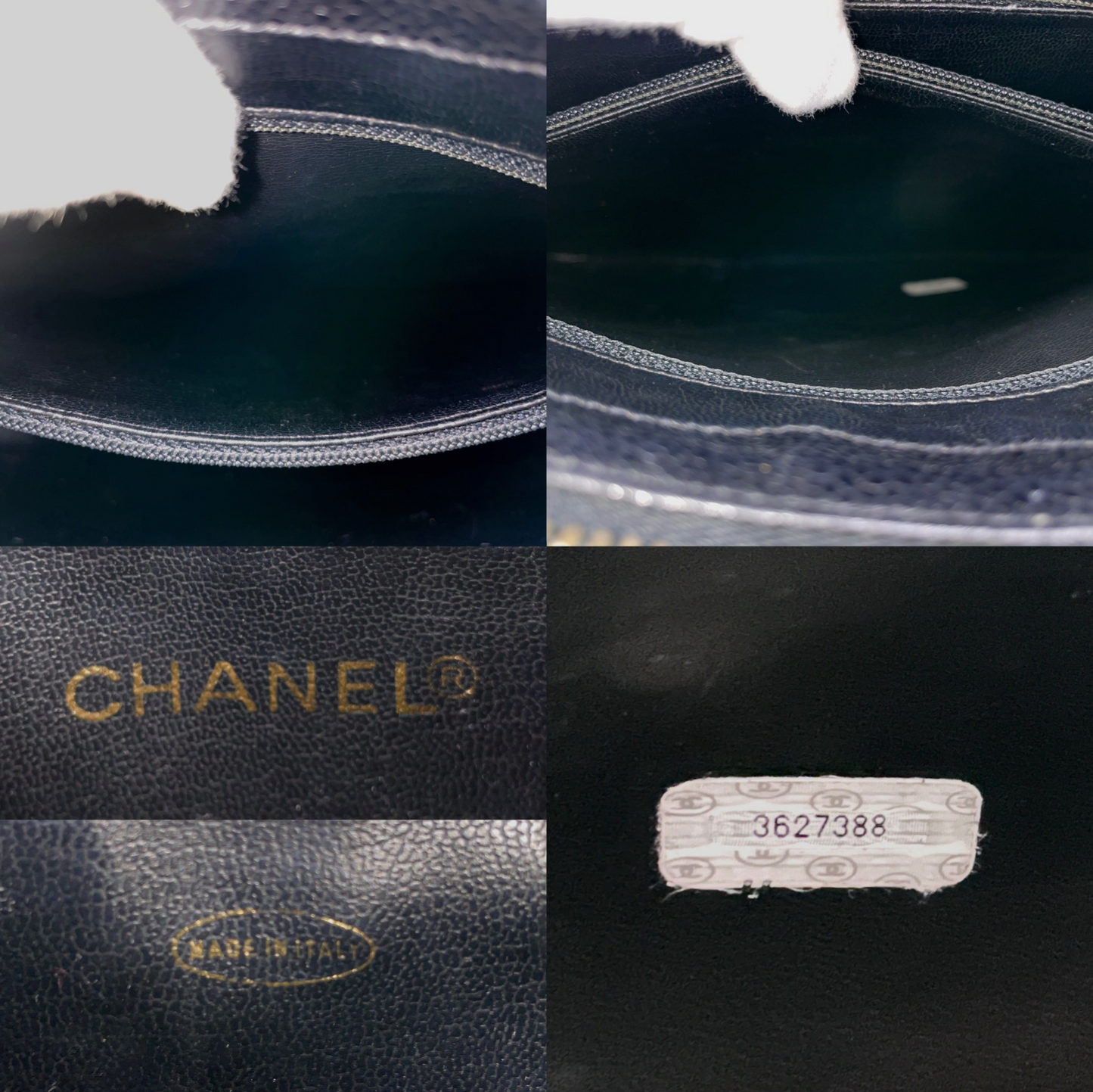 RARE☆☆☆CHANEL Jumbo CC LOGO Pocket Caviar Skin Leather Chains Shoulder Tote Bag Black & Gold