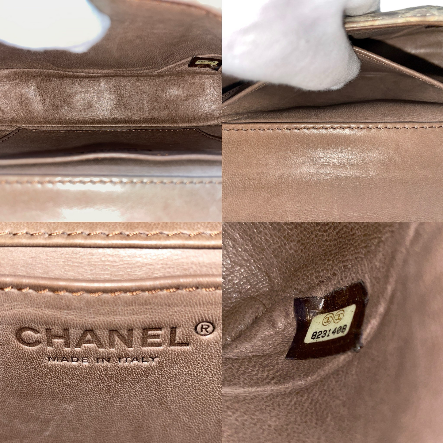 【For Gia】RARE☆☆☆☆☆☆CHANEL 2003 Stone Chain Handle Python Skin Leather Mini Flap Bag Brown & Silver