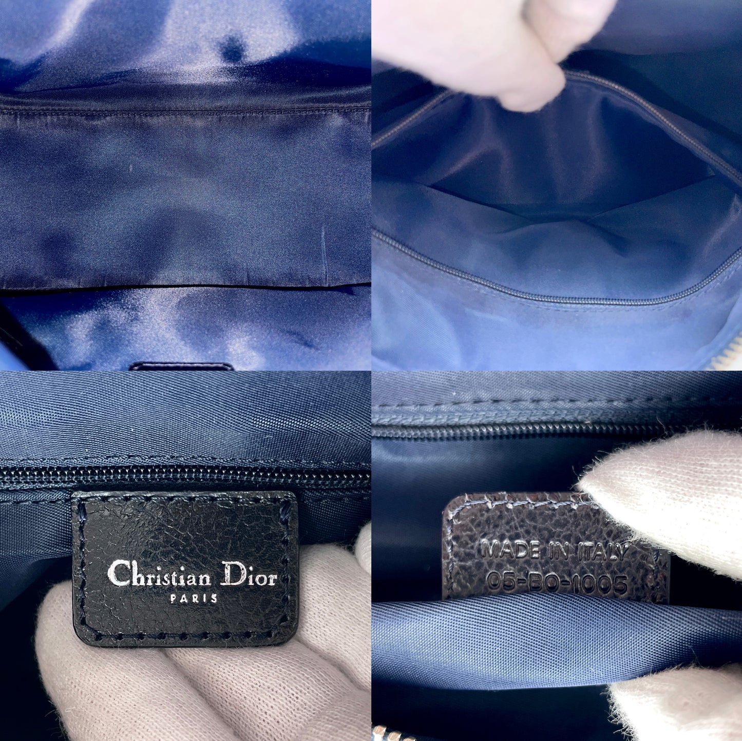 AUTHENTIC PRELOVED RARE☆☆☆☆CHRISTIAN DIOR 2005 FW Flight Line Trotter D Logo Hobo Shoulder Bag Navy & Orange