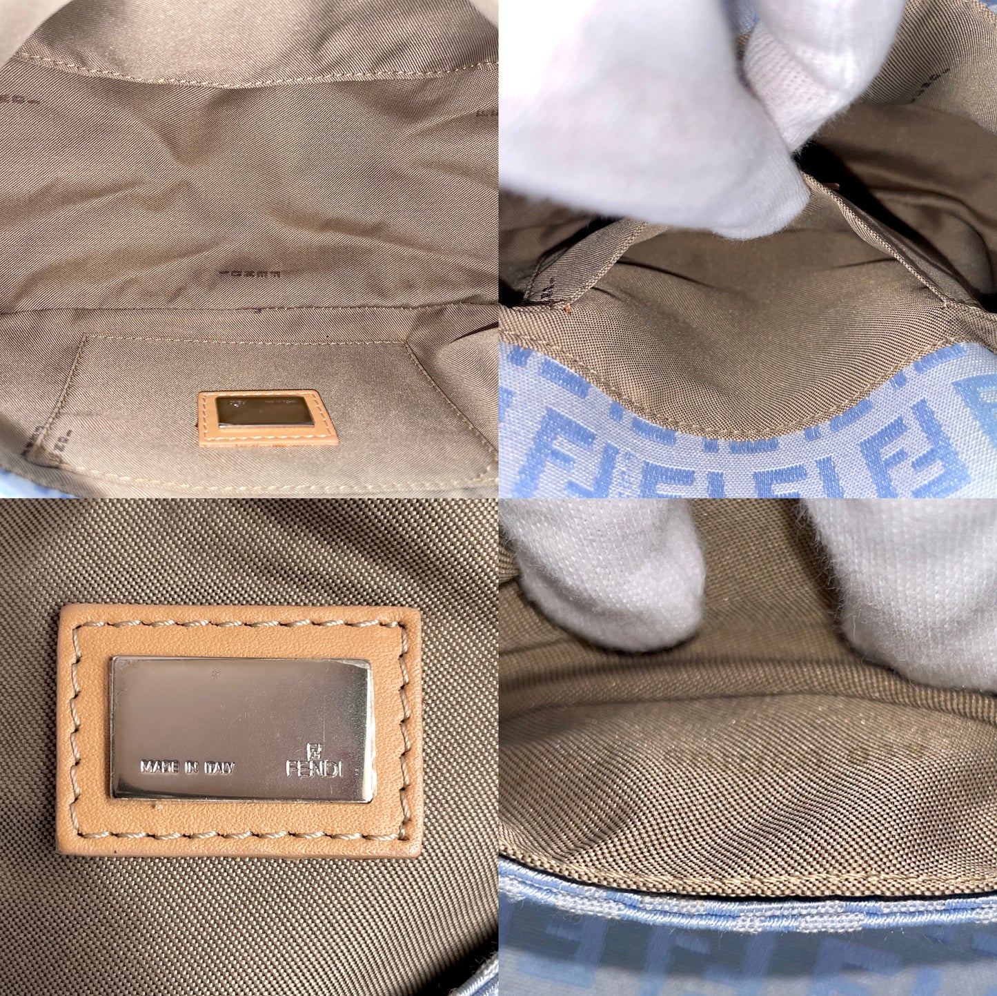 RARE☆☆☆Auth FENDI Zucchino Mini Mamma Bucket Shoulder Bag Blue