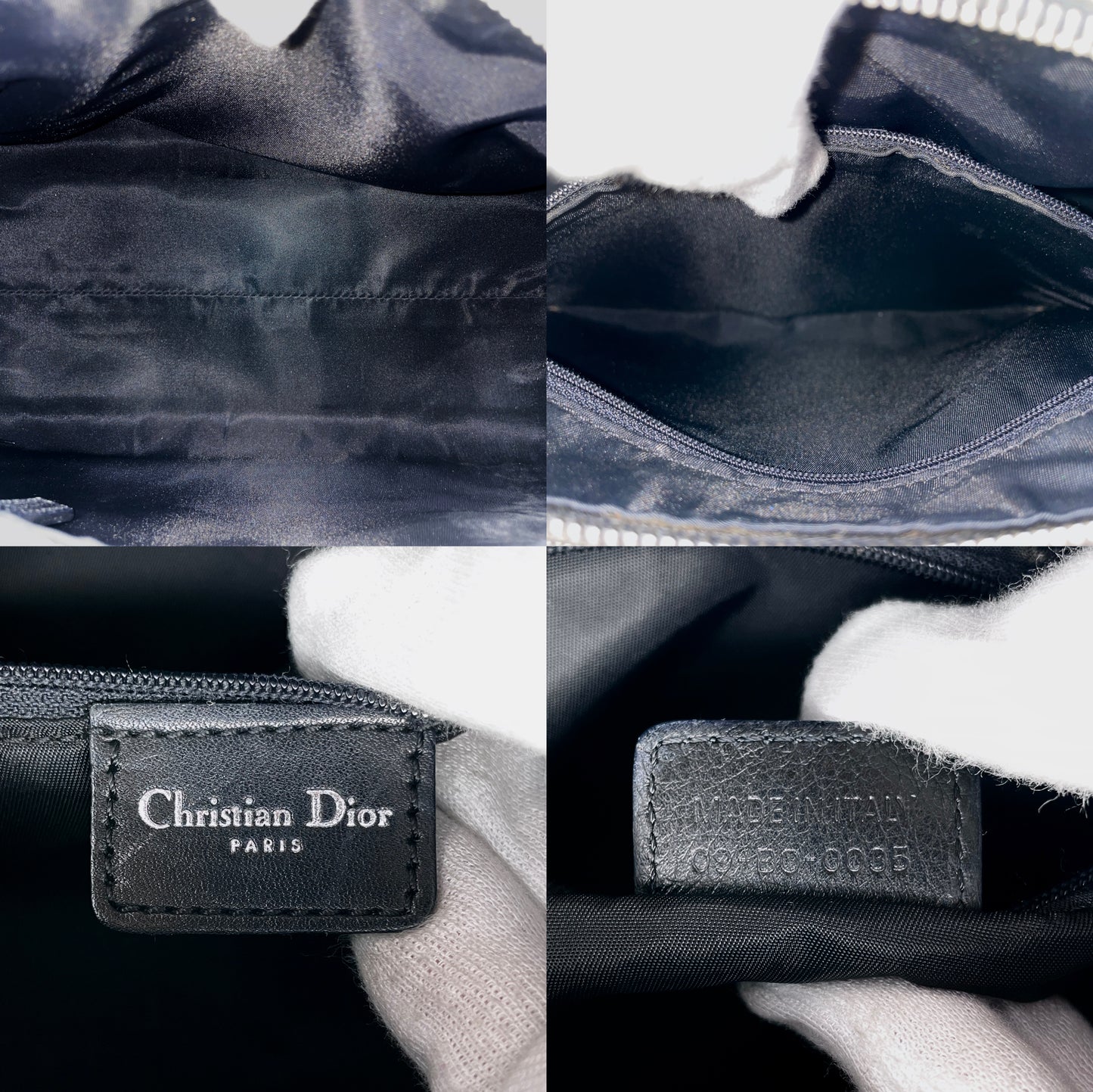 RARE☆☆☆CHRISTIAN DIOR Trotter Dior Chain Shoulder D Pendant Bowling Bag Navy & Silver