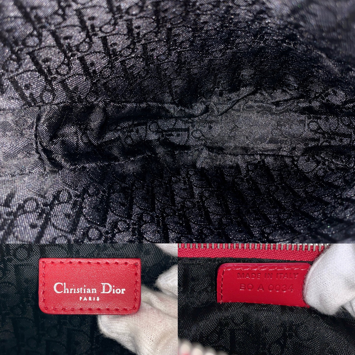 RARE★★★★★CHRISTIAN DIOR 2004 Hardcore Canvas & Leather Record Motif Saddle Handbag Small White & Red