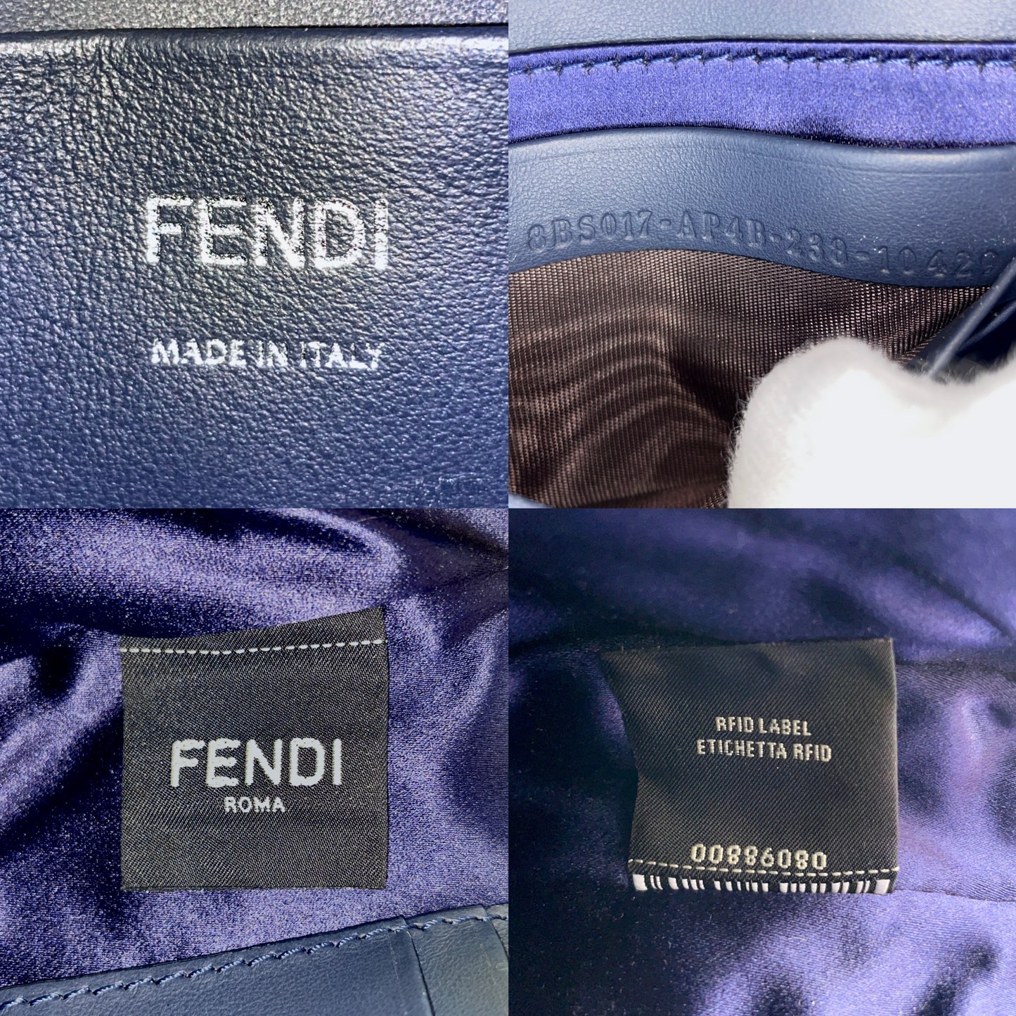 RARE☆☆☆☆☆FENDI Sequins Mini Mamma Baguette 2-Way Hand Bag Navy & Silver