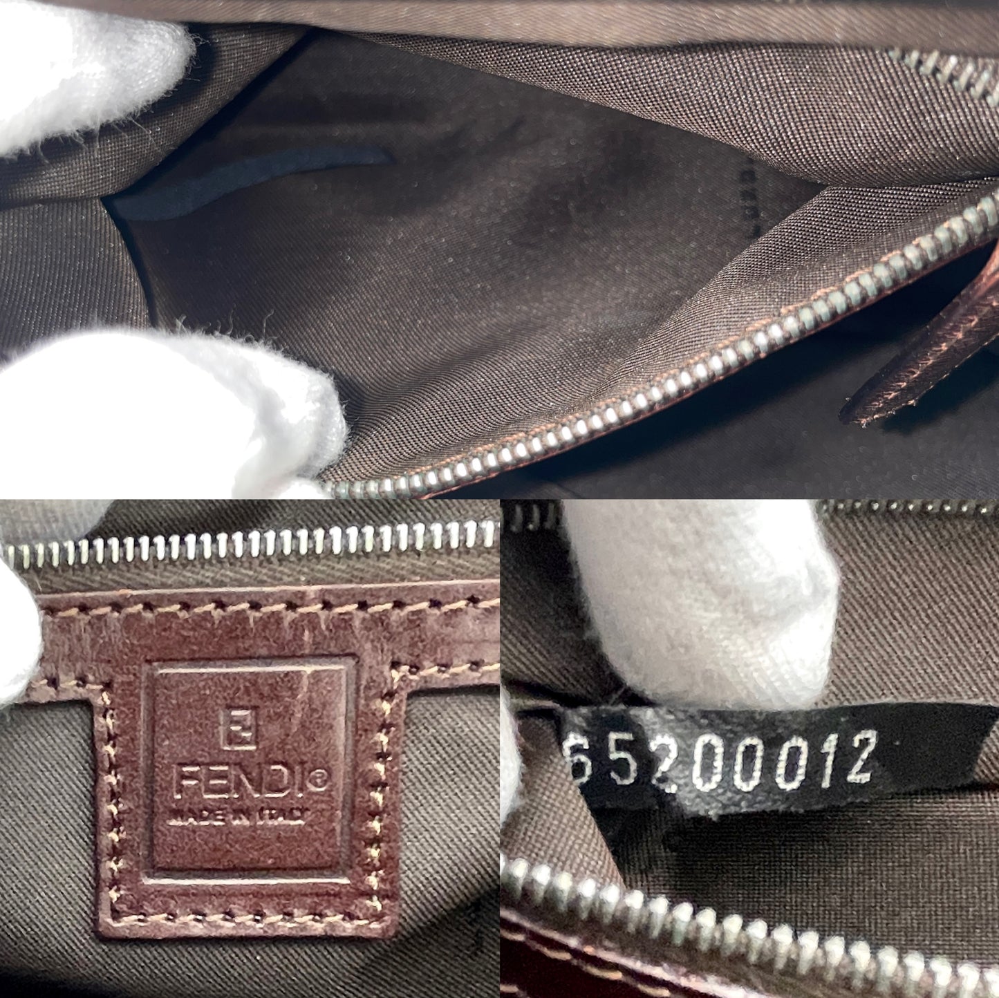 FENDI Zucca Purse Handbag Brown x Silver