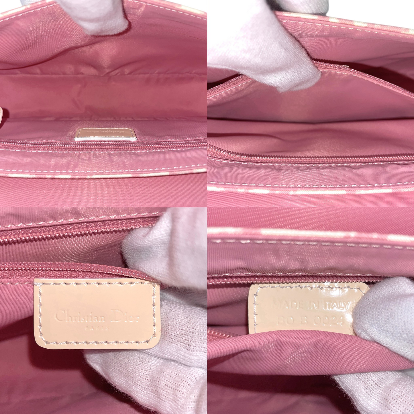 RARE☆☆☆☆CHRISTIAN DIOR Trotter Canvas No1 Y2K Flower Motif Crossbody Shoulder Bag Pink & White