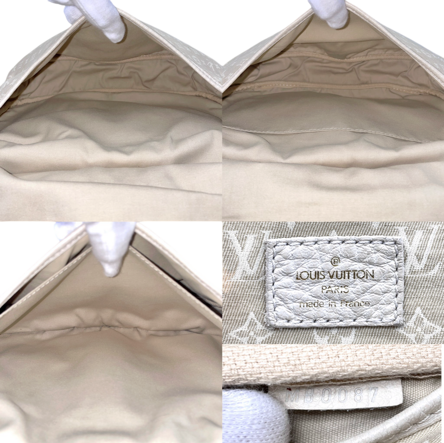 LOUIS VUITTON 2007 Monogram Mini Lin Saumur Shoulder Bag M95314 Beige & White