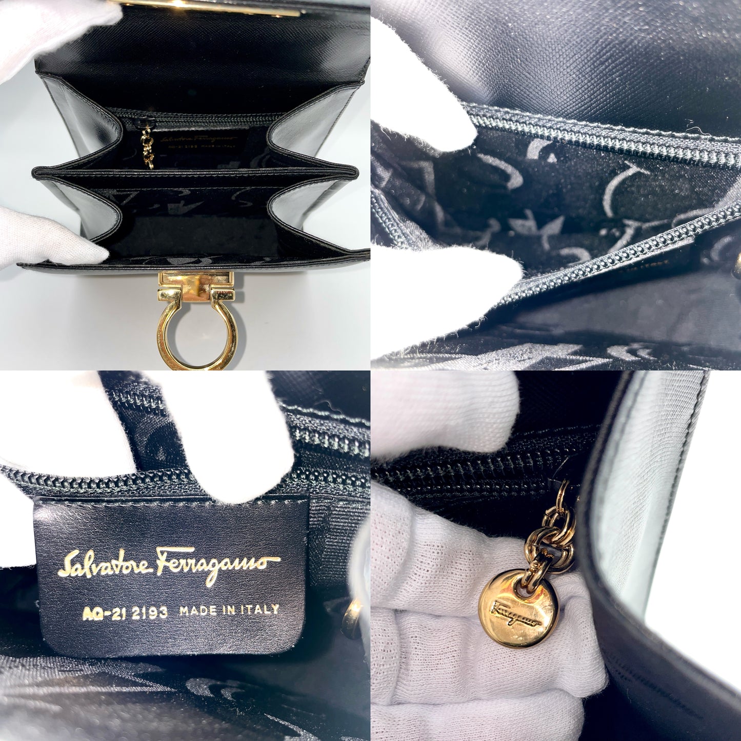 Salvatore Ferragamo Gancini Top Handle Bag Black GHW