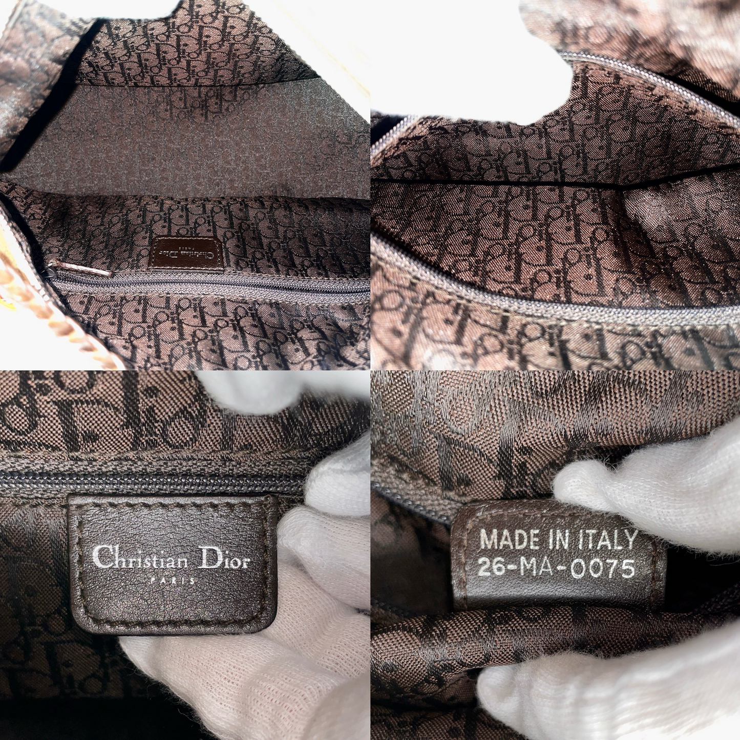 RARE☆☆☆☆☆CHRISTIAN DIOR 2005 FW Limited Flight Line Shearling D Logo Hobo Shoulder Bag Brown & Orange