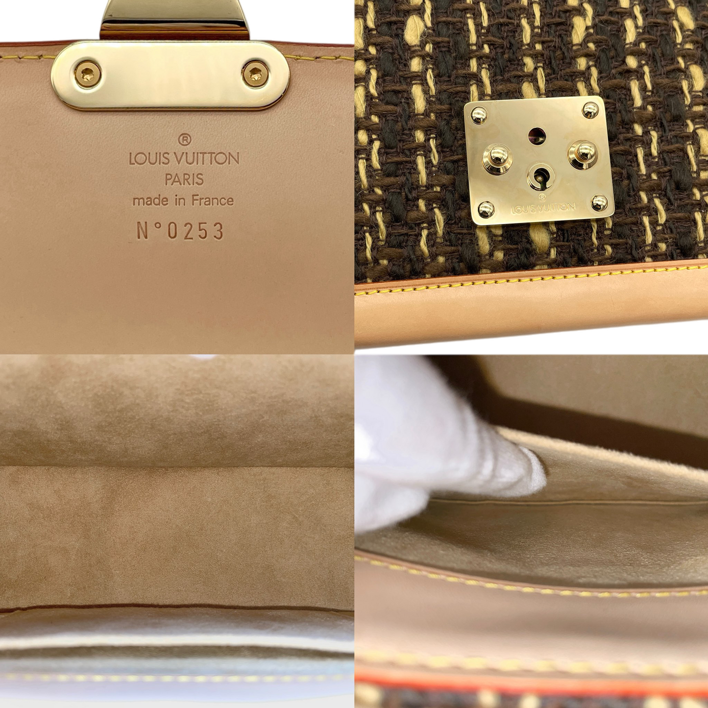 RARE☆☆☆☆☆☆LOUIS VUITTON 2003 FW Limited 0253/1000 Monogram Tweedy M92820 Shoulder Bag Brown & Gold