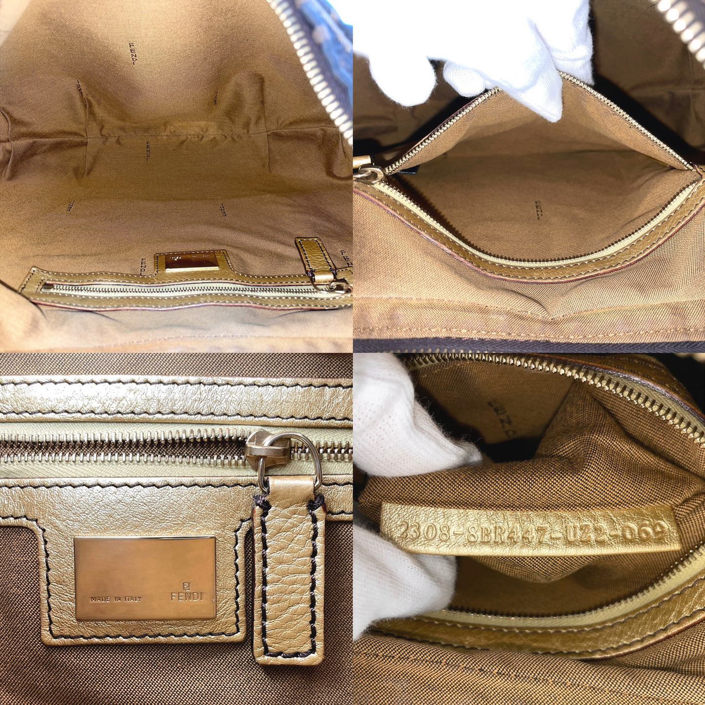 RARE★★★FENDI Zucca Canvas Chef Hobo Shoulder Bag Medium Brown Gold