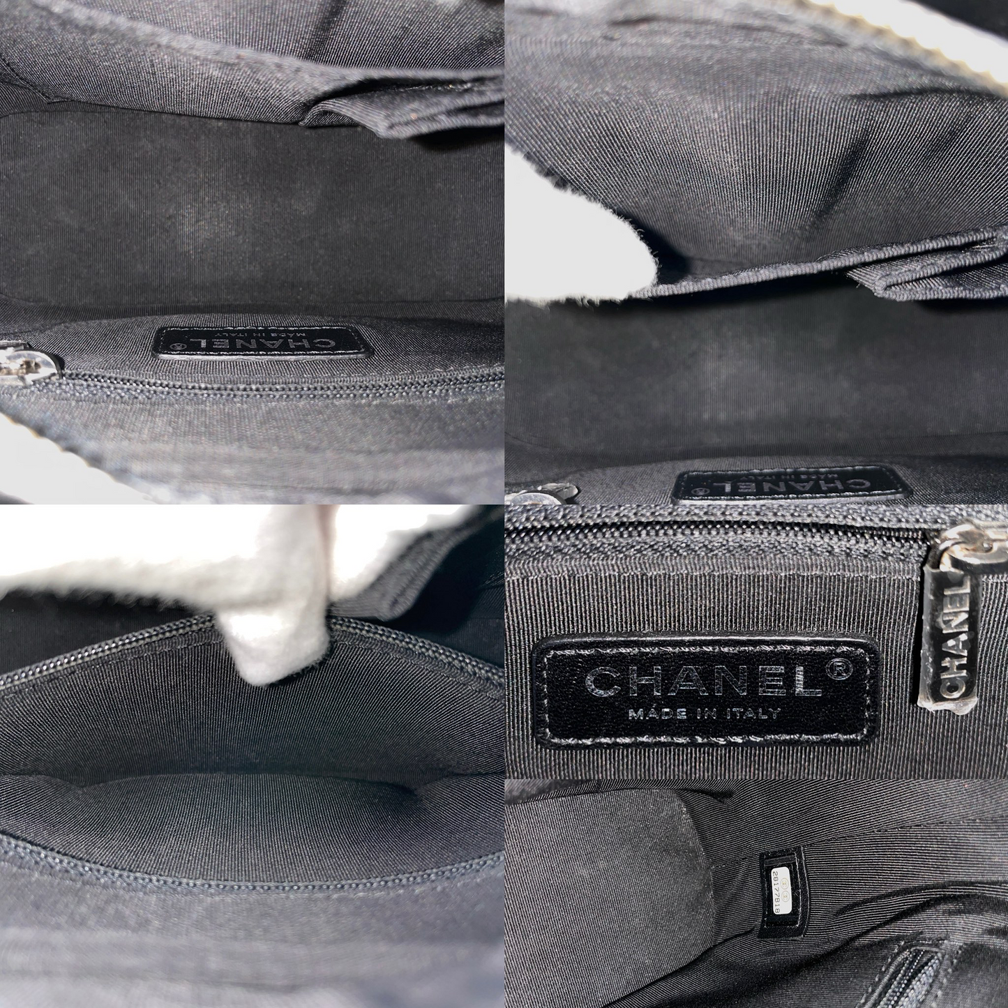 RARE★★★CHANEL 2019~2020 Gabrielle Chanel Logo Calf Leather Hobo Shoulder Bag Small Black Gold